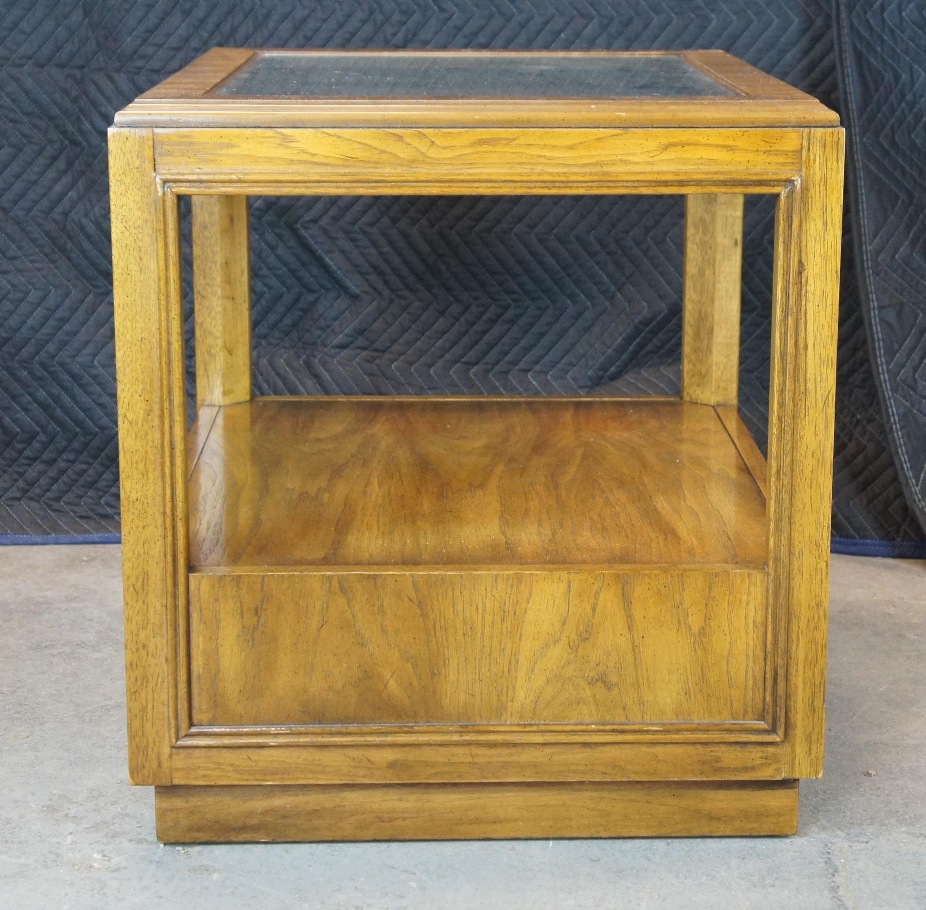 1979 Drexel Heritage Accolade II Walnut Glass 2 Tier Campaign Side Table 984-330 7