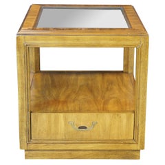 1979 Drexel Heritage Accolade II Walnut Glass 2 Tier Campaign Side Table 984-330