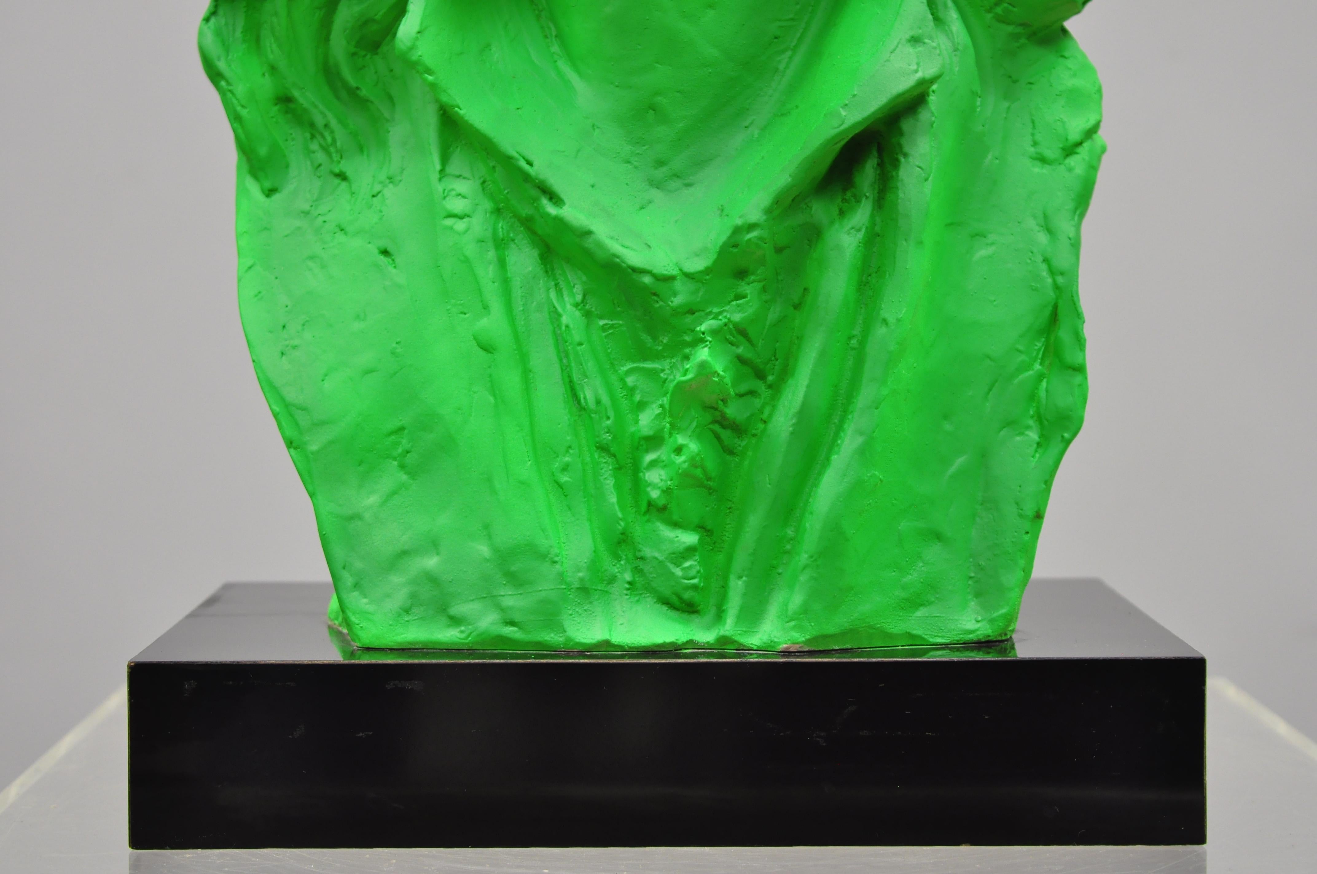 1979 Green Victorian Style Plaster Sculpture Woman Bust in Hat by Austin Prod. In Good Condition In Philadelphia, PA