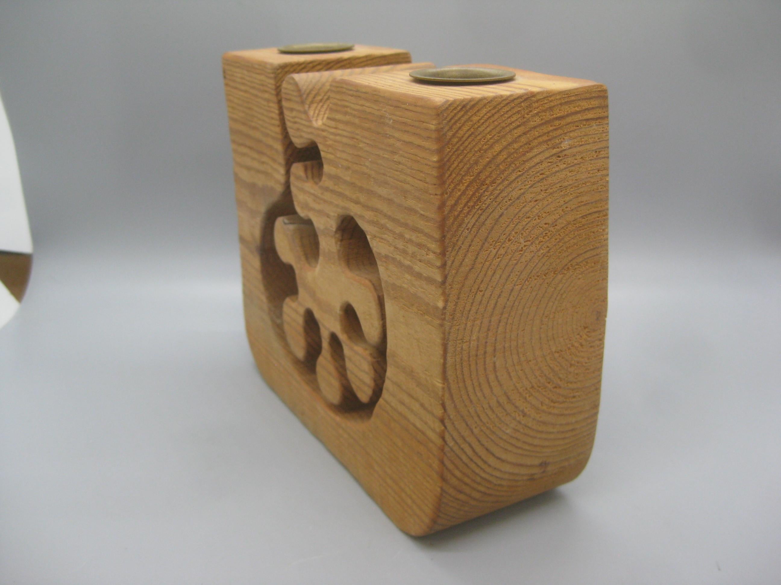 1979 Gunnar Kanevad Design Hand Carved Organic Wood Candle Holder Carving Sweden In Excellent Condition In San Diego, CA
