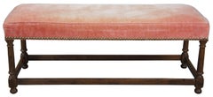 1979 Henredon Heritage Banc de style anglais en chêne tapissé avec tête de clou