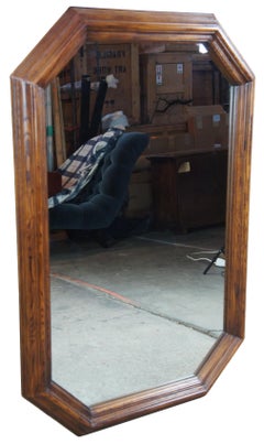1979 Henredon Oak Octagon Shaped Traditional Vanity Dresser Wall Mirror