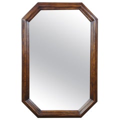 Vintage 1979 Henredon Oak Octagon Shaped Traditional Vanity Dresser Wall Mirror