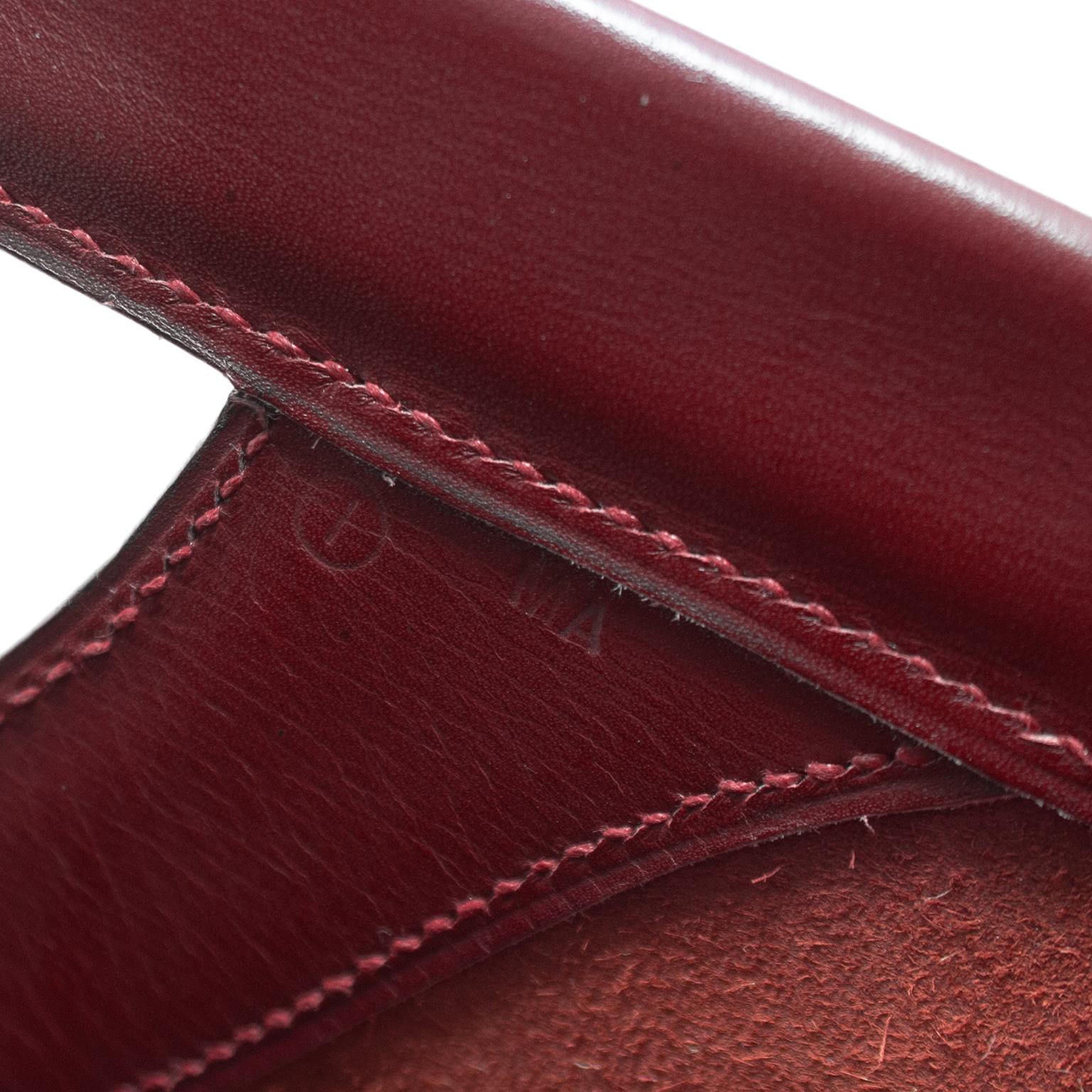 1979 Hermes Maroon Leather Cut Out Handle Shopper Tote For Sale 3