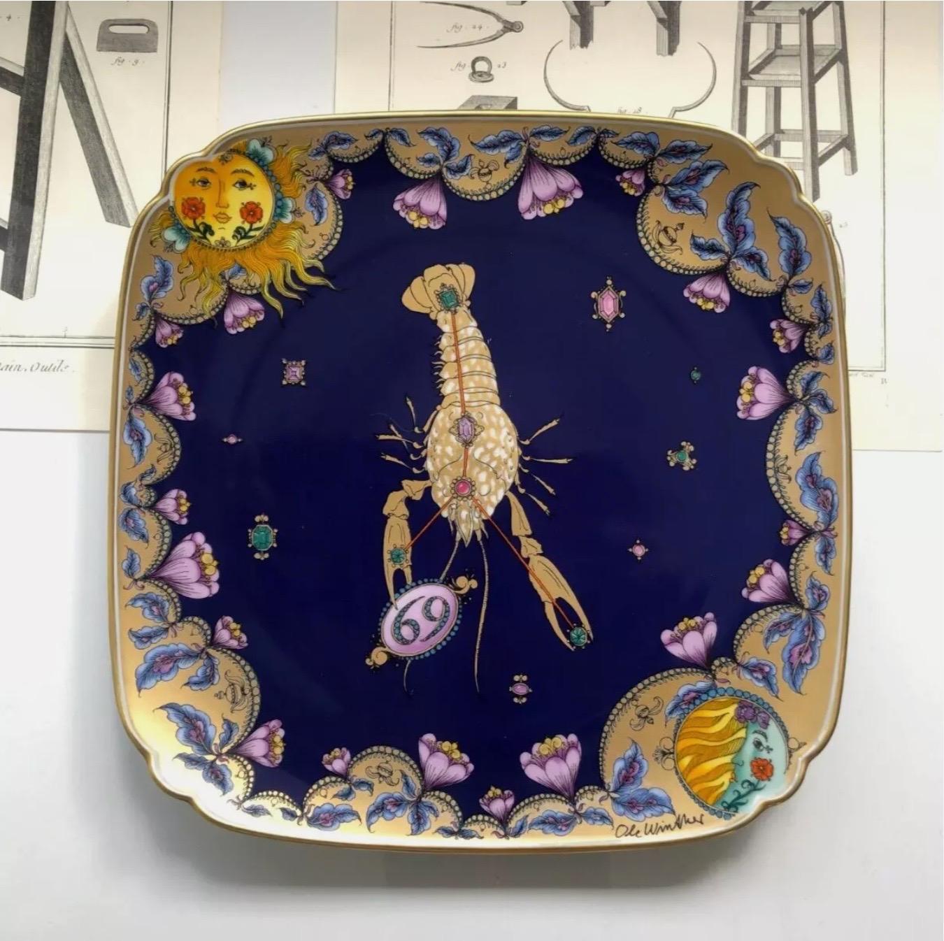 1979 Hutschenreuther Wall Plate by Ole Winther Zodiac Decor, Ltd. Edition In Good Condition For Sale In Andernach, DE