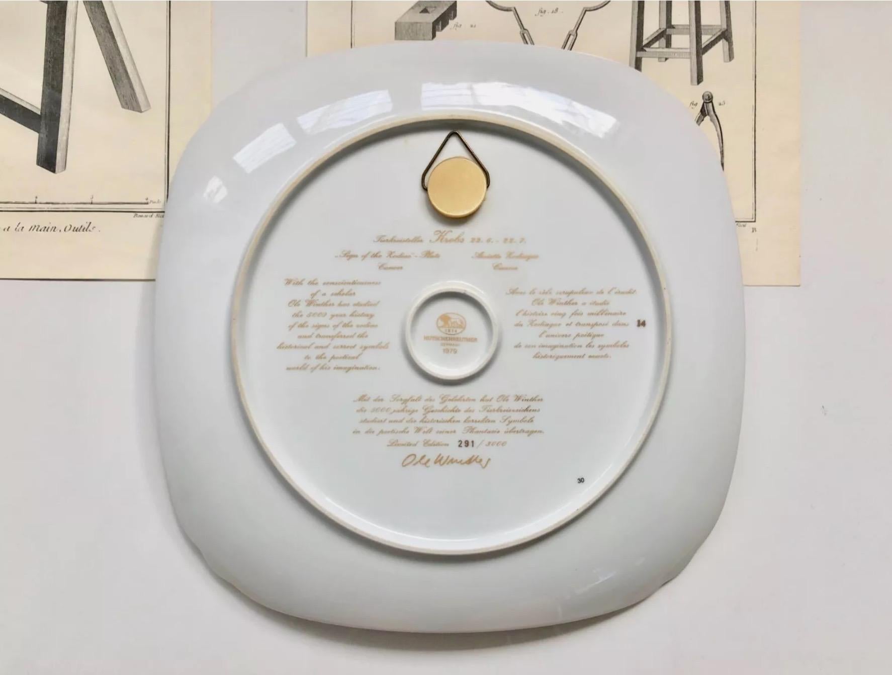 20th Century 1979 Hutschenreuther Wall Plate by Ole Winther Zodiac Decor, Ltd. Edition For Sale