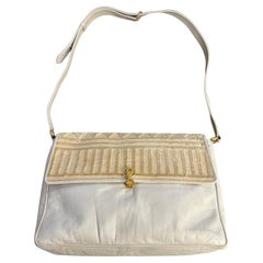1979 Bolso icónico de piel y terciopelo blanco de Roberta Di Camerino