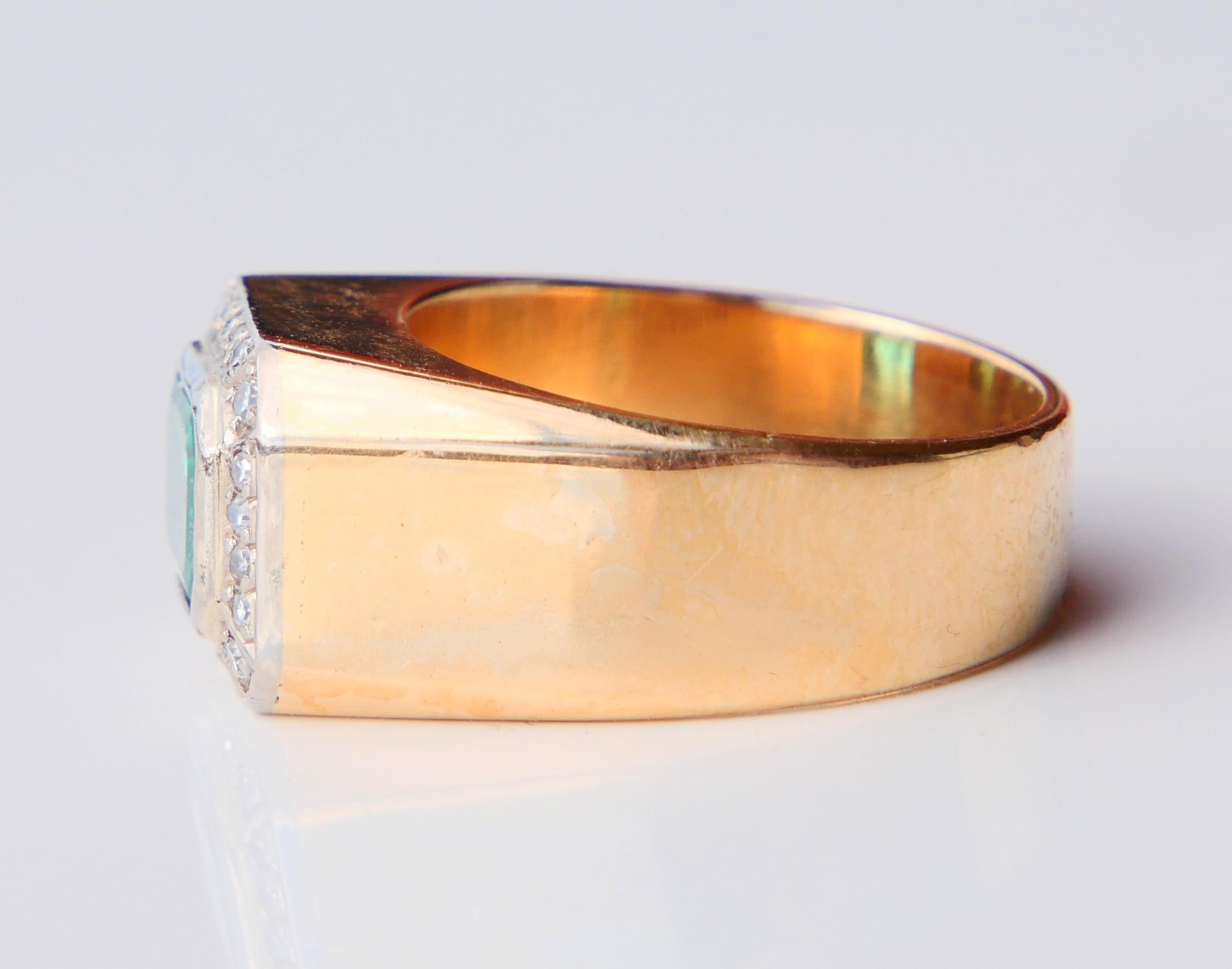 1979 Homme Bague unisexe naturel 2.5ct Emeraude Diamants or massif 18K ØUS7.25 /19gr en vente 9