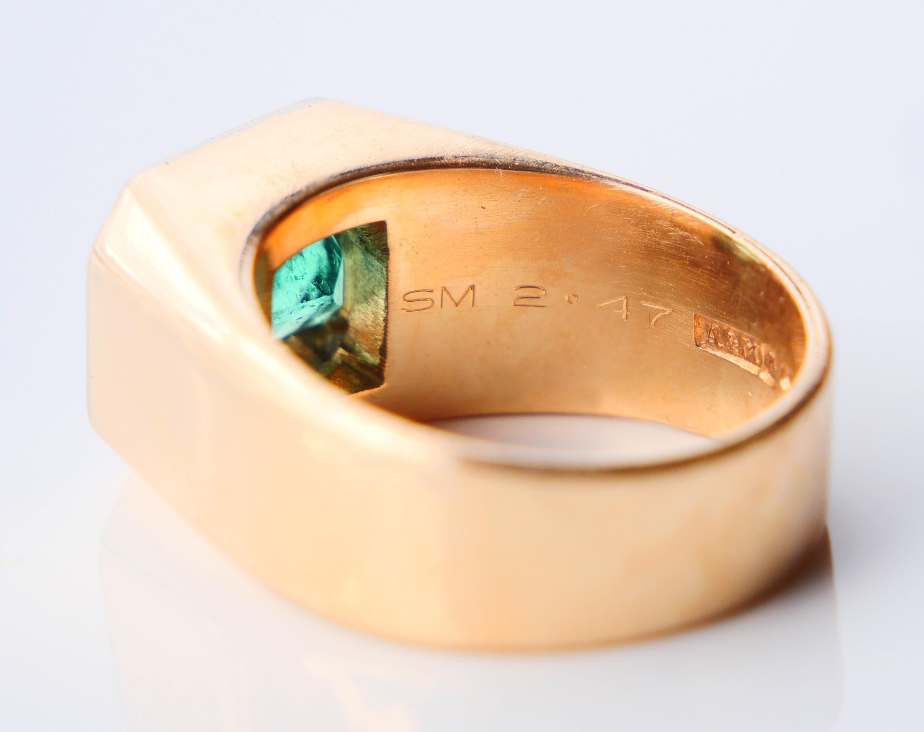 1979 Homme Bague unisexe naturel 2.5ct Emeraude Diamants or massif 18K ØUS7.25 /19gr en vente 10