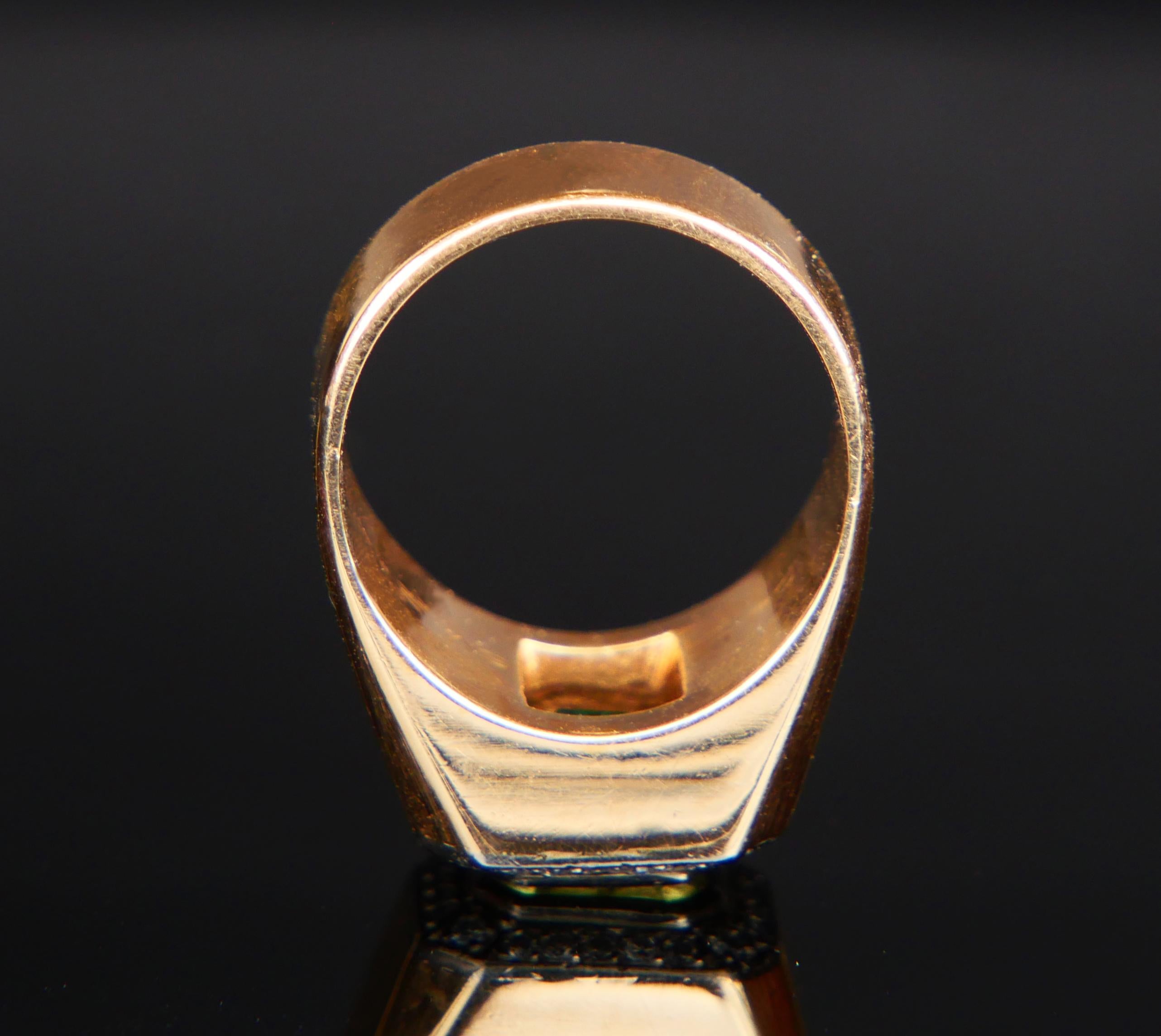 Taille émeraude 1979 Homme Bague unisexe naturel 2.5ct Emeraude Diamants or massif 18K ØUS7.25 /19gr en vente