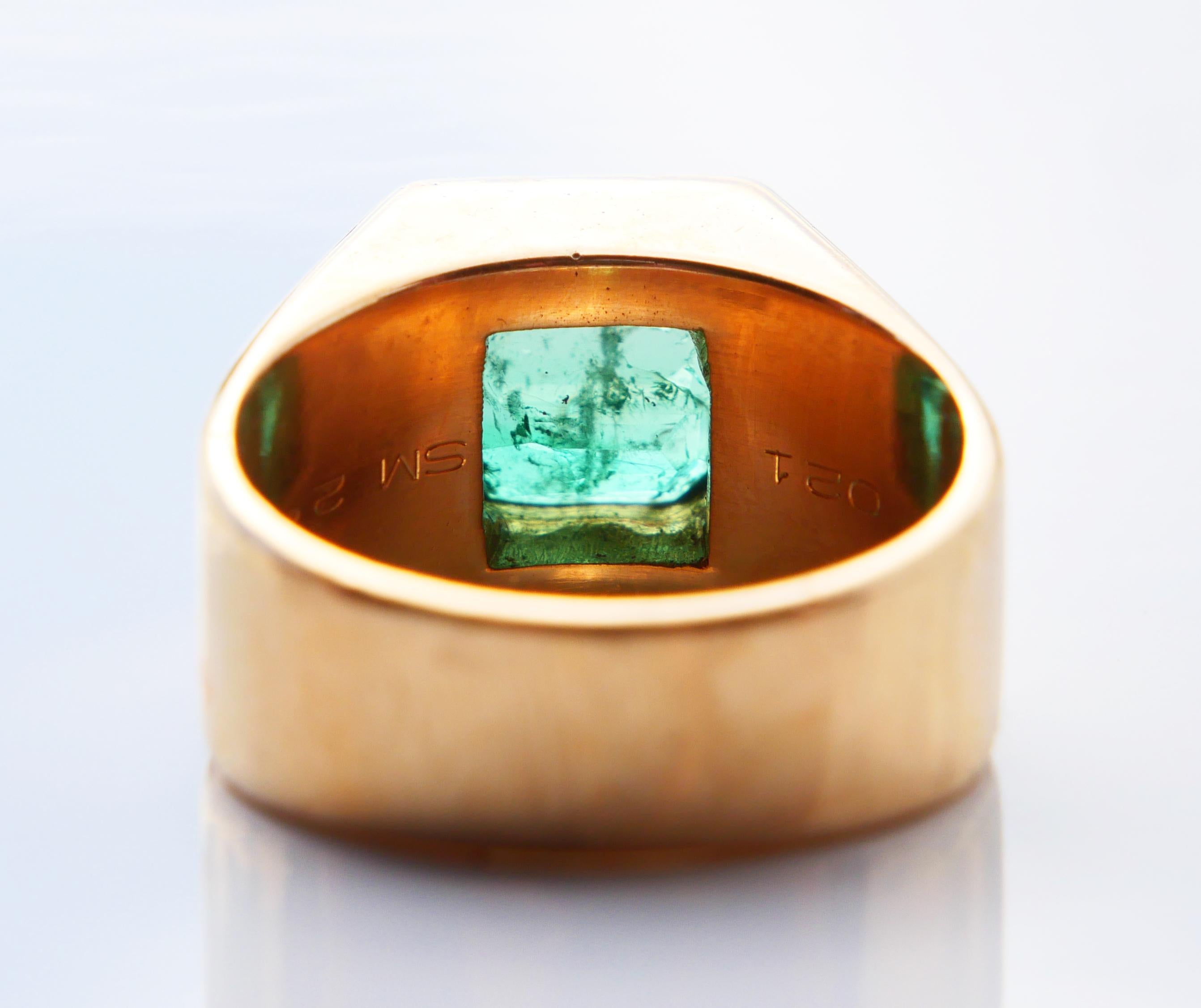 1979 Homme Bague unisexe naturel 2.5ct Emeraude Diamants or massif 18K ØUS7.25 /19gr en vente 6