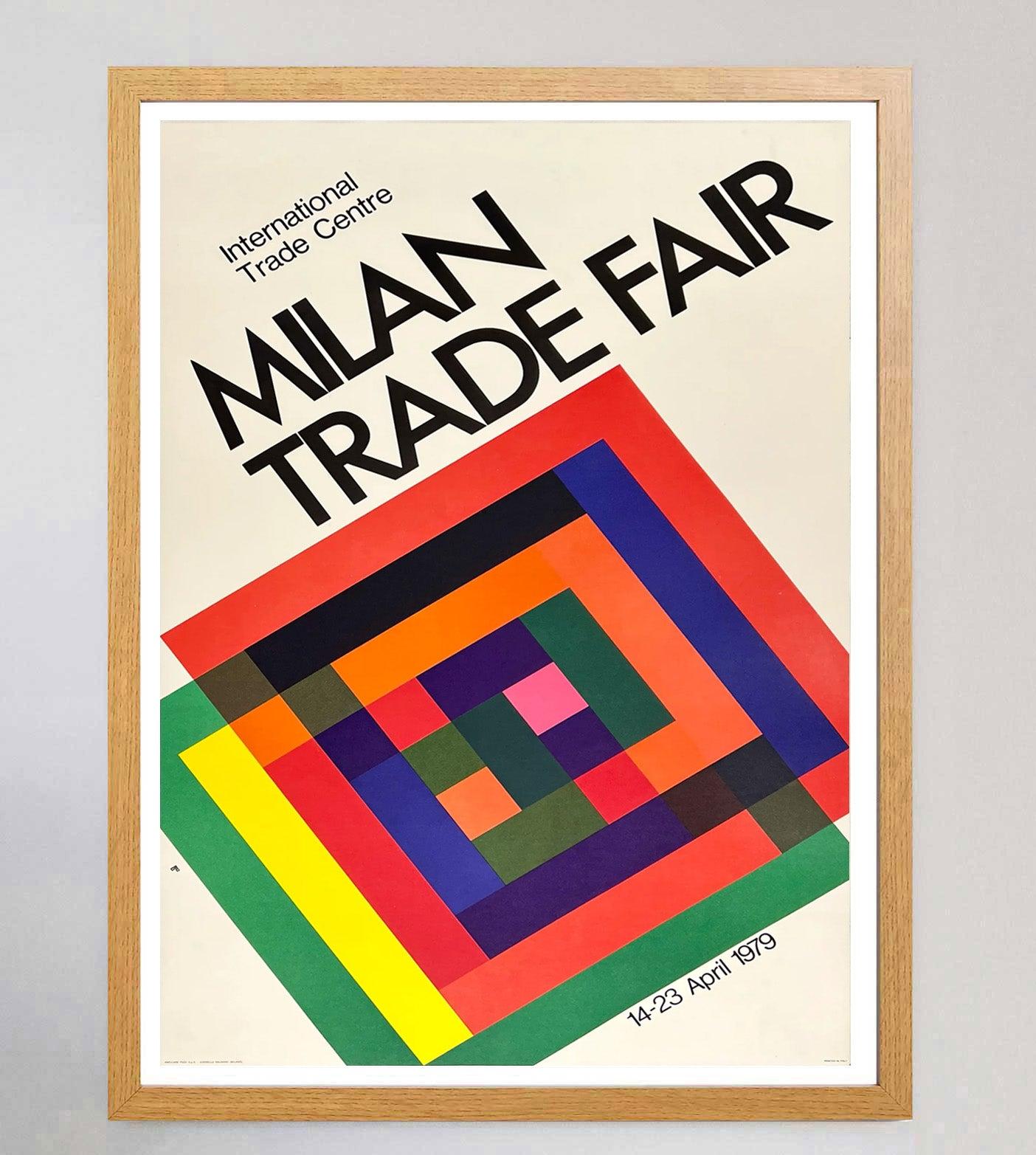 1979 Feria de Milán Cartel Vintage Original Italiano en venta