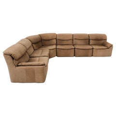 Used 1979 Möbel Mutschler Six Poece "Diana" Curved Supple Buck Leather Sectional Sofa