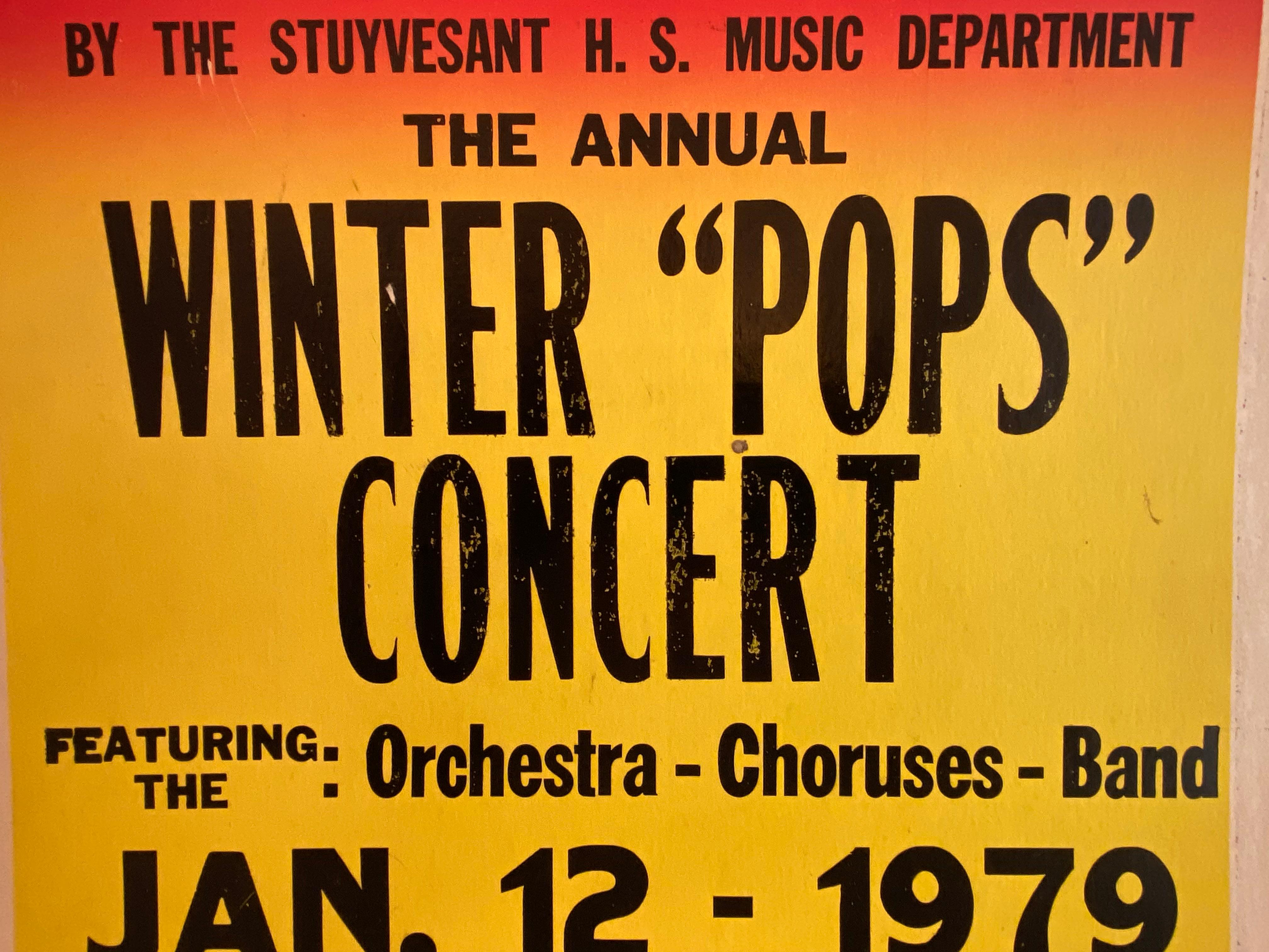 Américain Affiche de concert des pops d'hiver de l'École secondaire Stuyvesant de New York, 1979 en vente