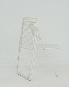 1979 Niels Gammelgaard Ted Net White Metal Grid Foldes Chairs per Ikea