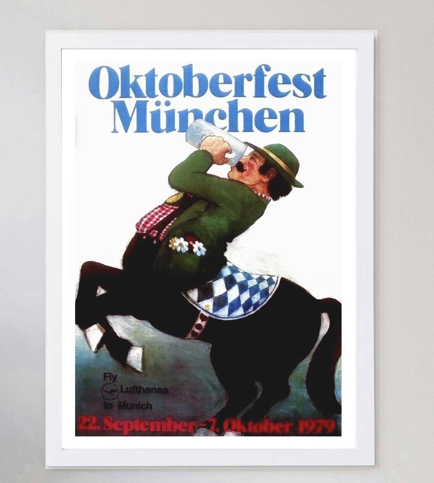 1979 Oktoberfest Munchen 1979 - Lufthansa Original Vintage Poster Bon état - En vente à Winchester, GB