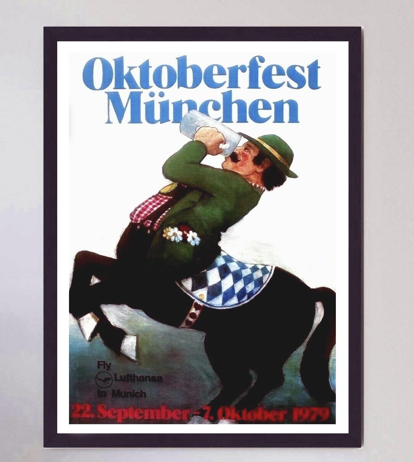 Fin du 20e siècle 1979 Oktoberfest Munchen 1979 - Lufthansa Original Vintage Poster en vente