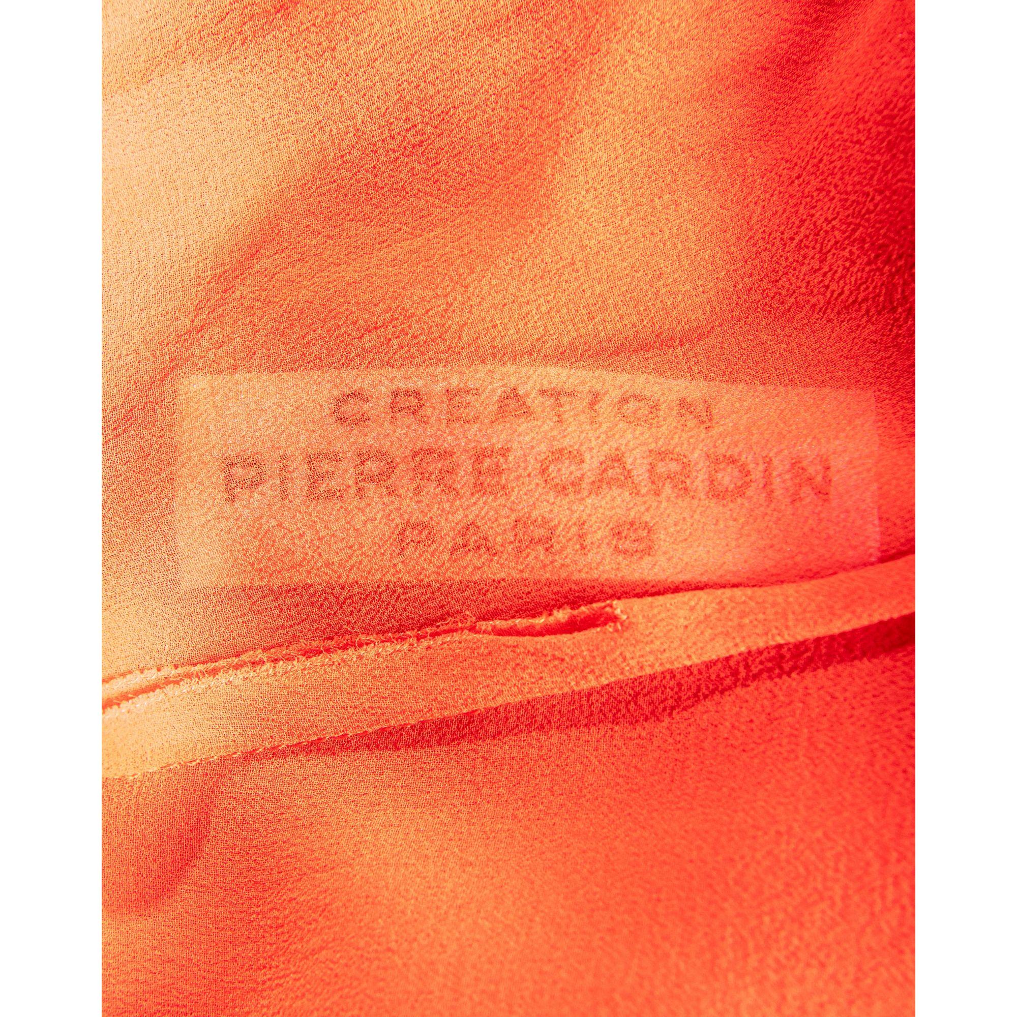 1979 Pierre Cardin Haute Couture Red and Orange Asymmetrical Silk ...