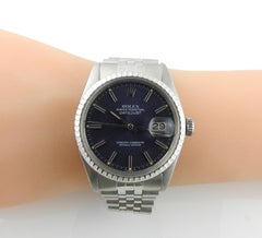 1979 Rolex Datejust Men's Stainless Watch 16030 Blue Stick Dial