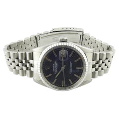 Vintage 1979 Rolex Datejust Men's Stainless Watch 16030 Blue Stick Dial
