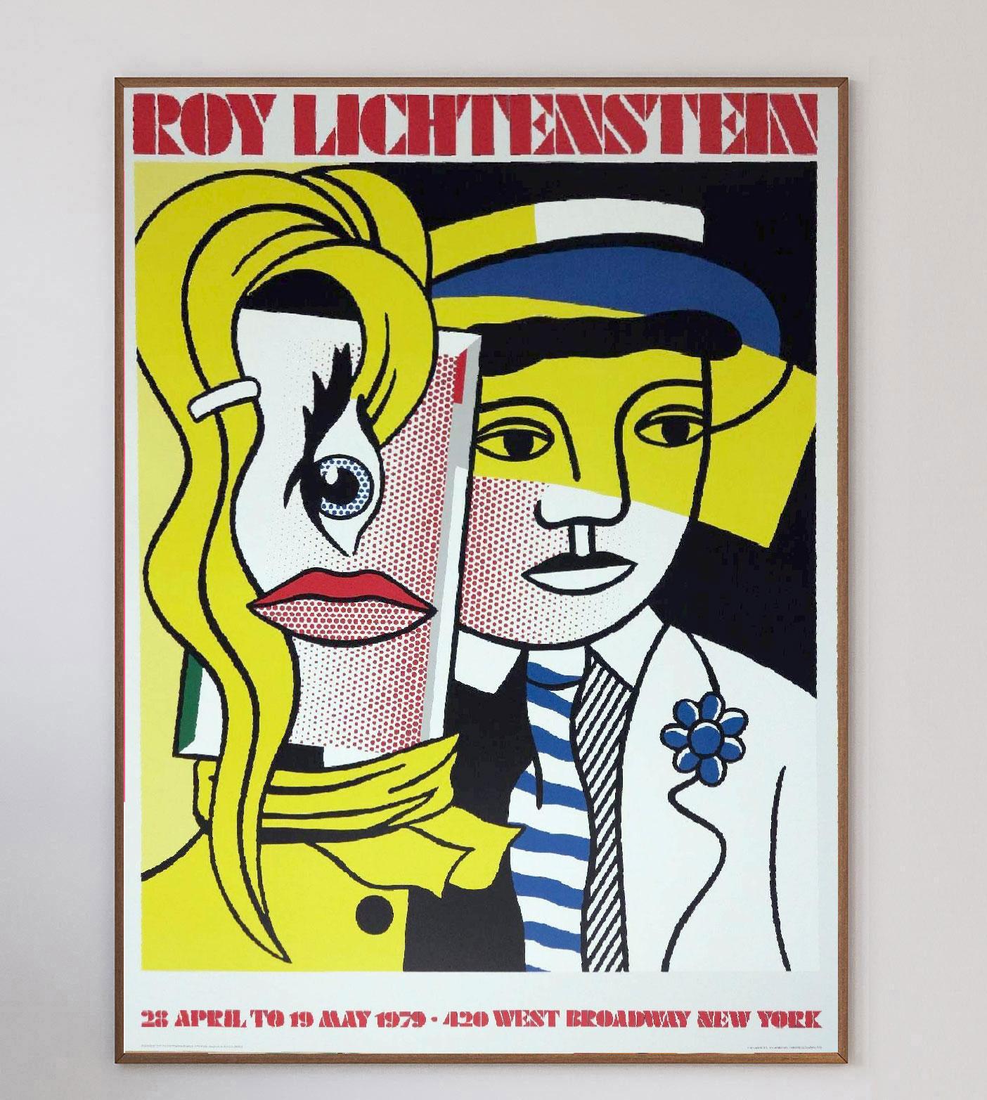 Magnifique et extrêmement rare, cette affiche est celle de l'exposition de Roy Lichtenstein à la Leo Castelli Gallery sur West Broadway à New York en 1979 et présente l'œuvre de Lichtenstein 