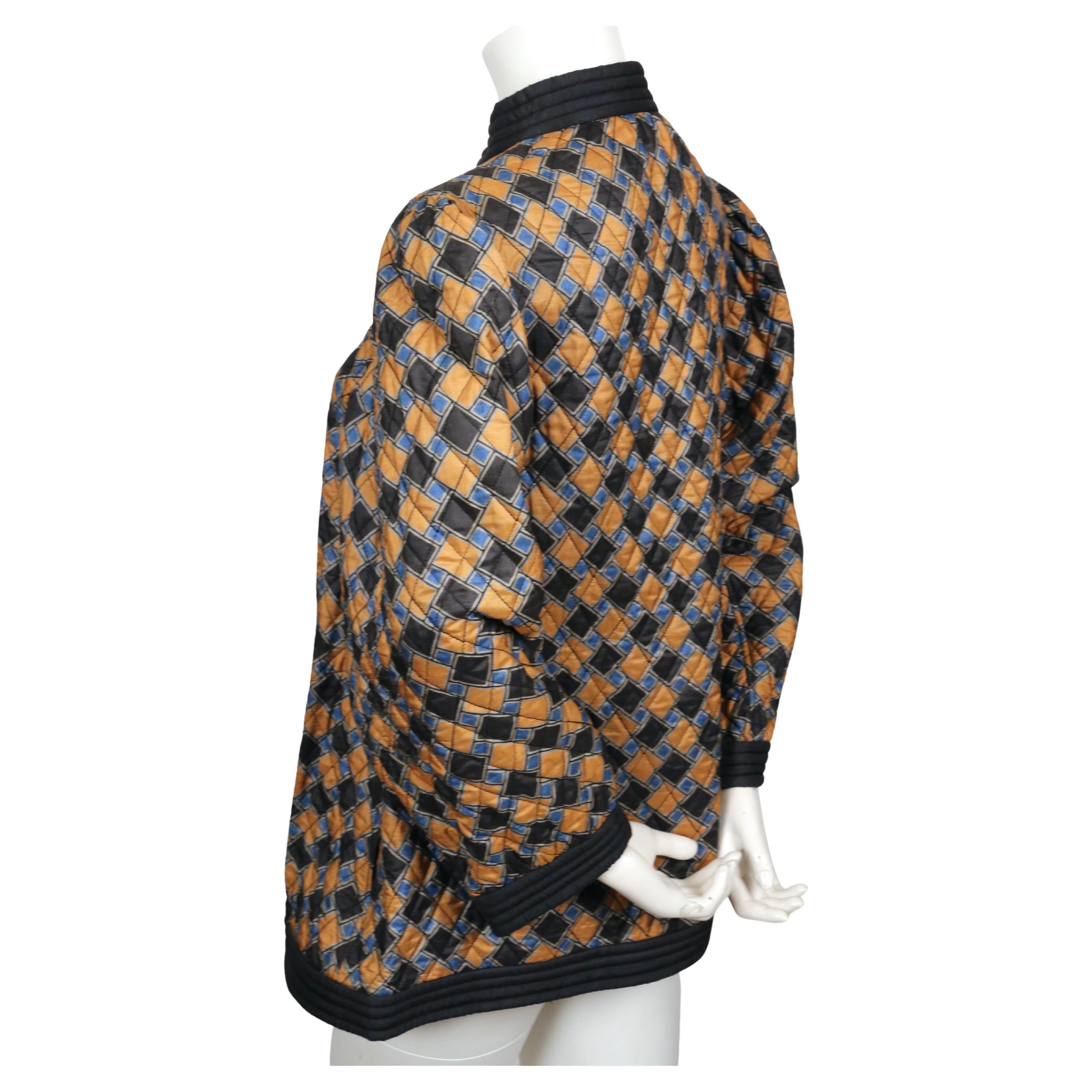 1979 SAINT LAURENT abstract printed silk quilt jacket   In Good Condition For Sale In San Fransisco, CA
