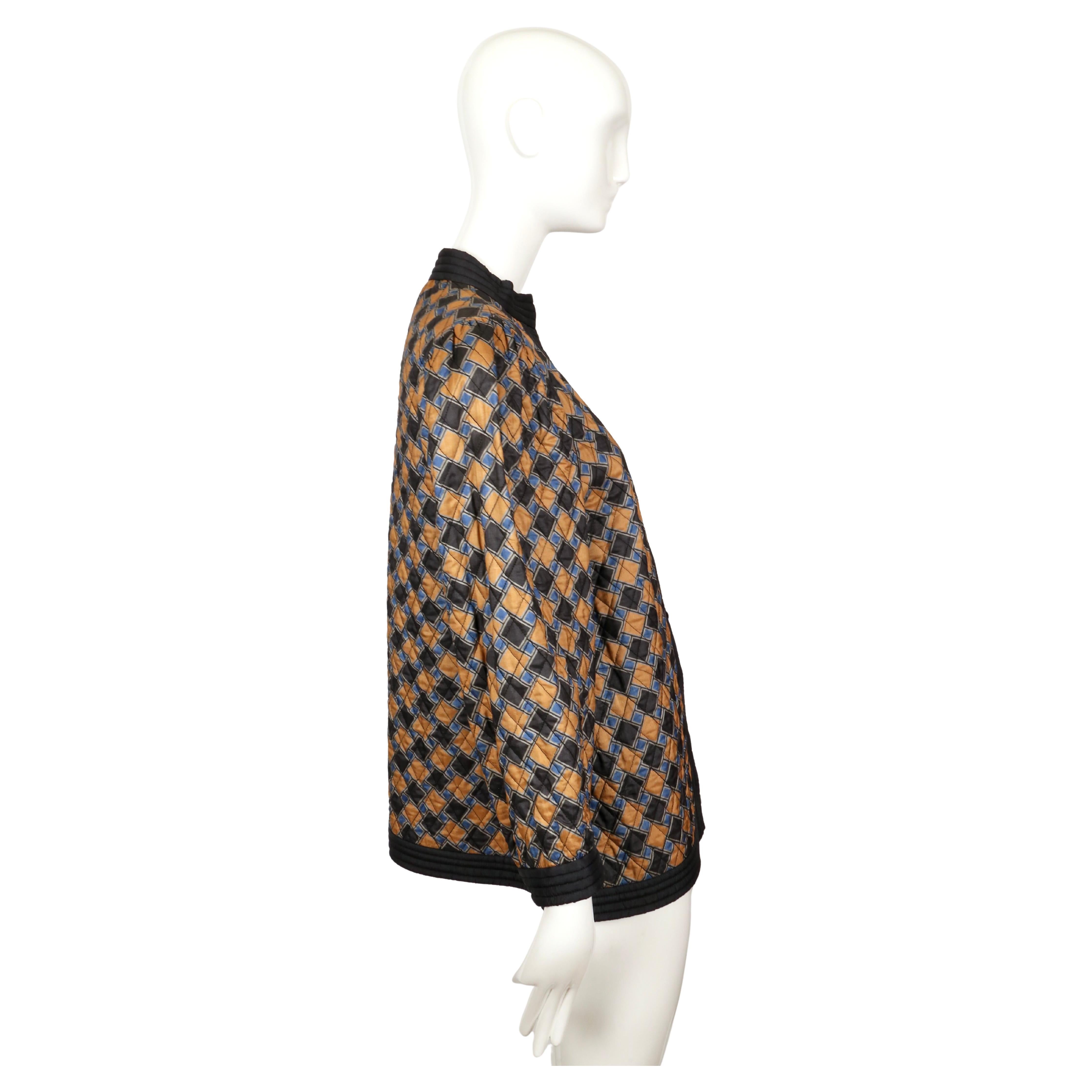 Women's or Men's 1979 SAINT LAURENT abstract printed silk quilt jacket For Sale