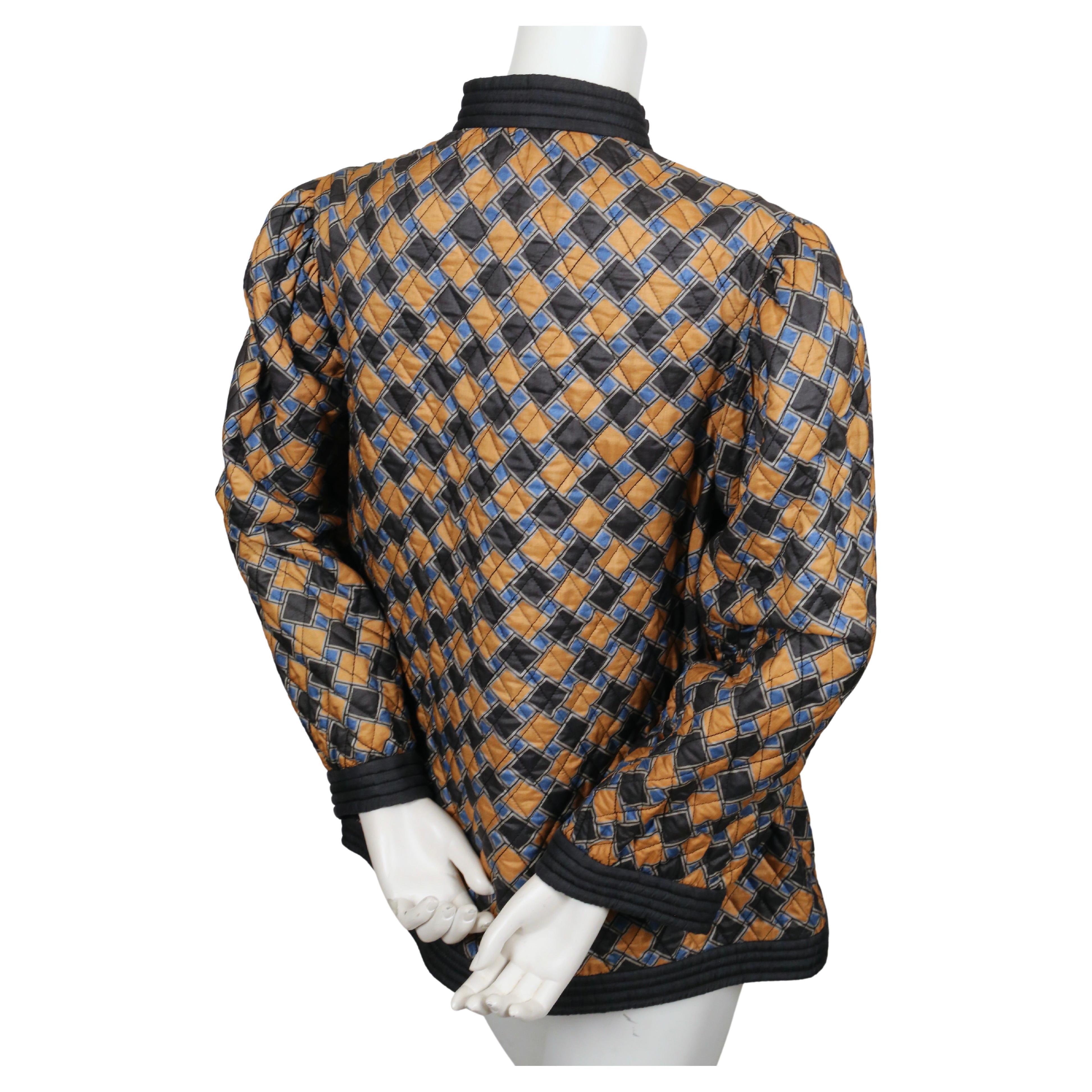 1979 SAINT LAURENT abstract printed silk quilt jacket   For Sale 1