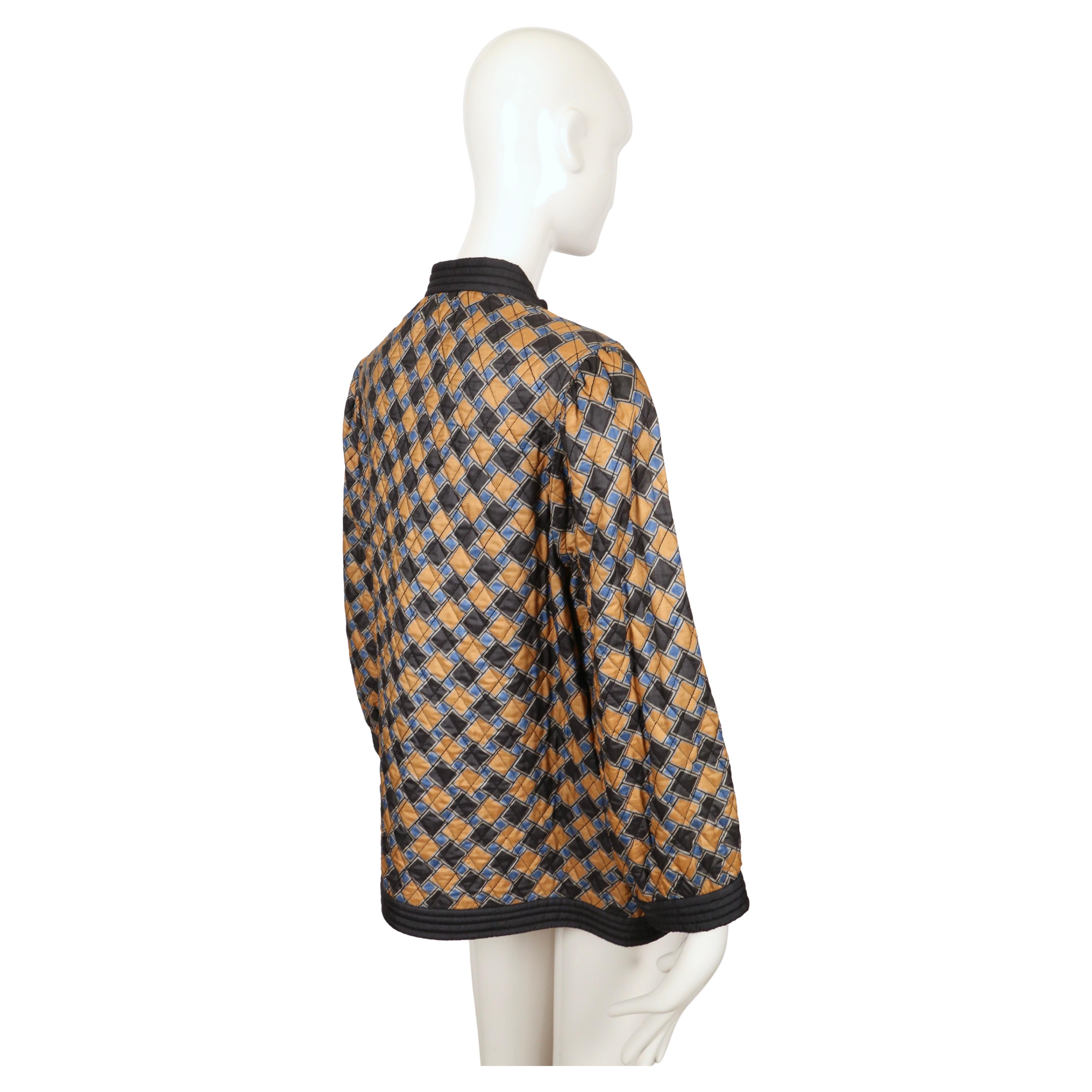 1979 SAINT LAURENT abstract printed silk quilt jacket For Sale 1