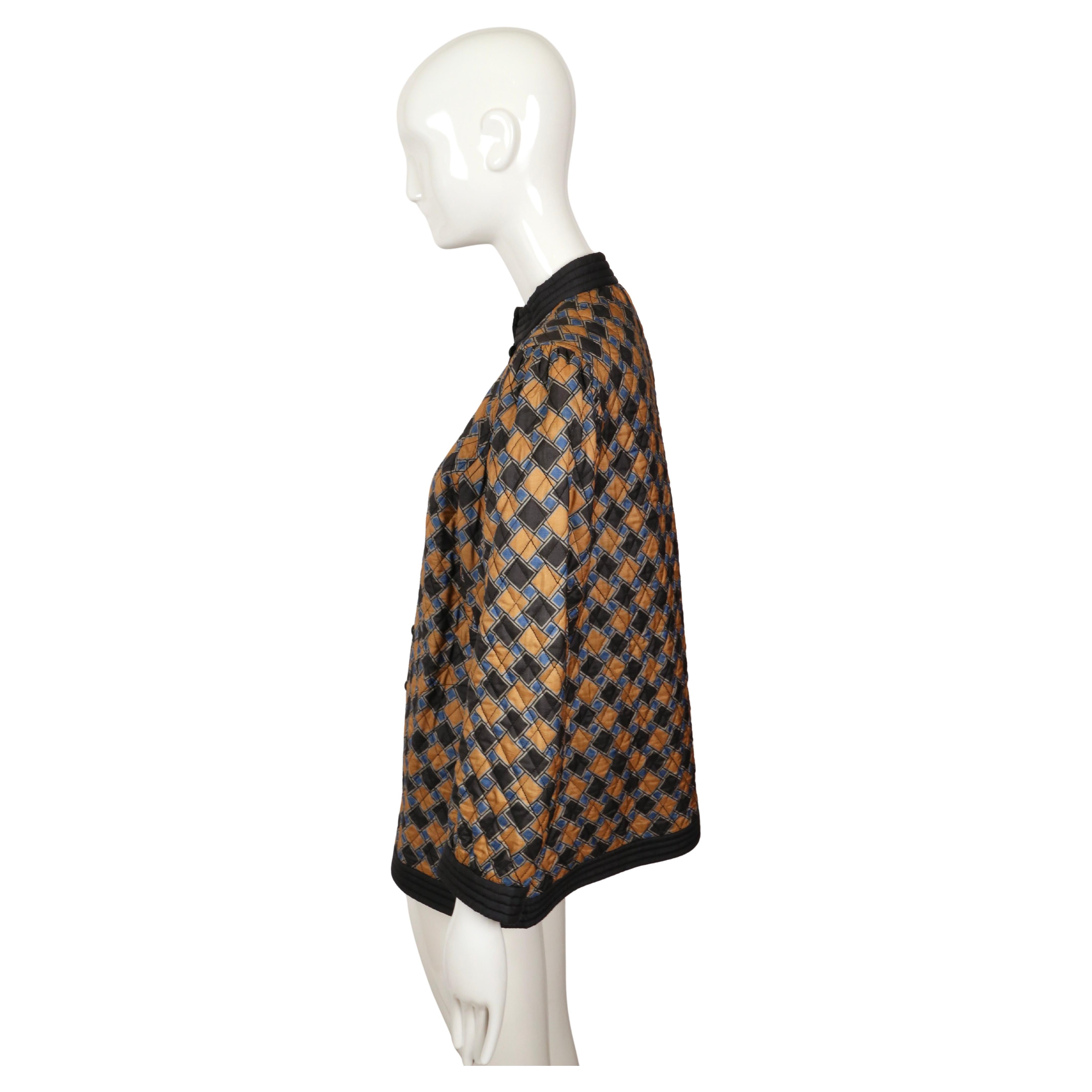 1979 SAINT LAURENT abstract printed silk quilt jacket For Sale 3