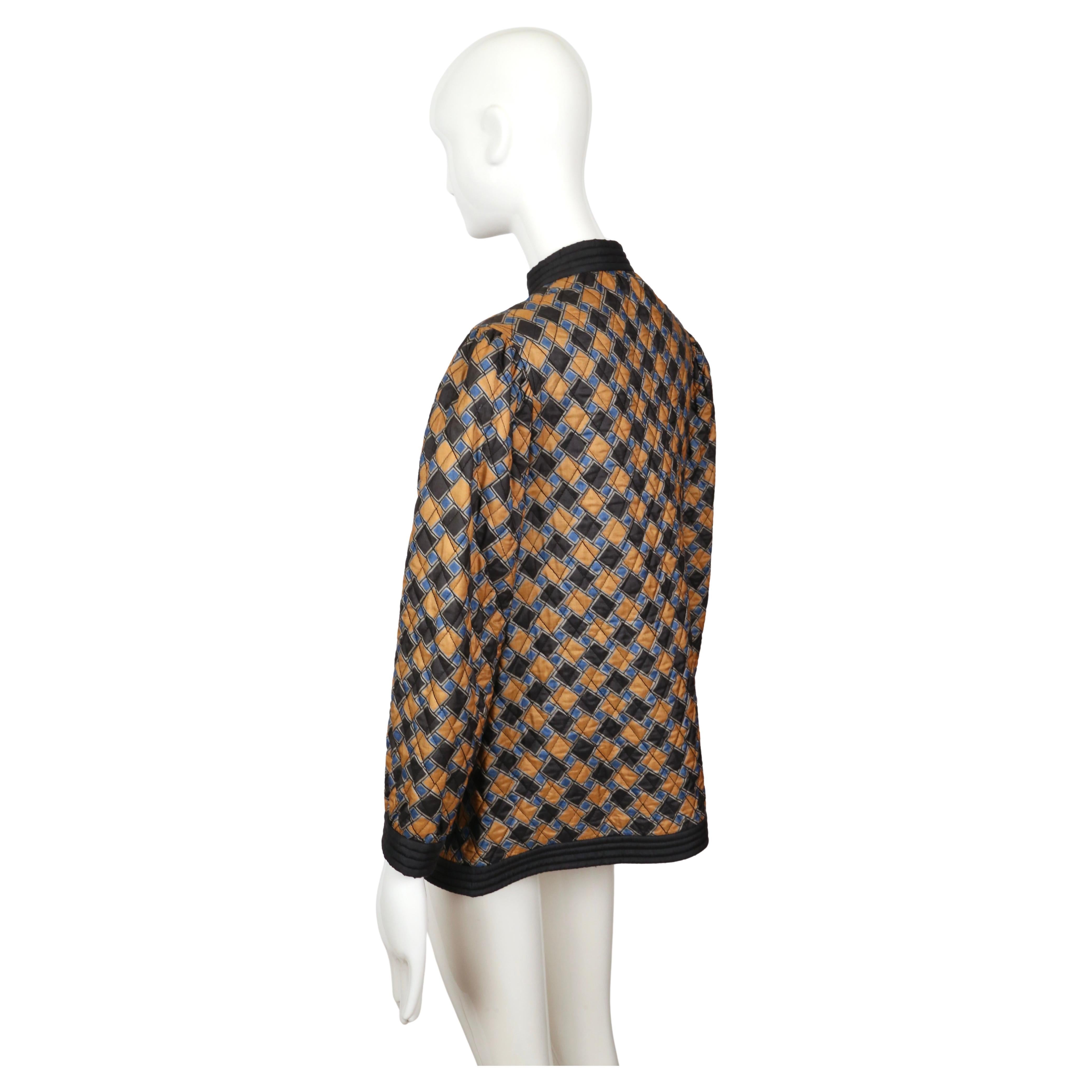 1979 SAINT LAURENT abstract printed silk quilt jacket For Sale 4