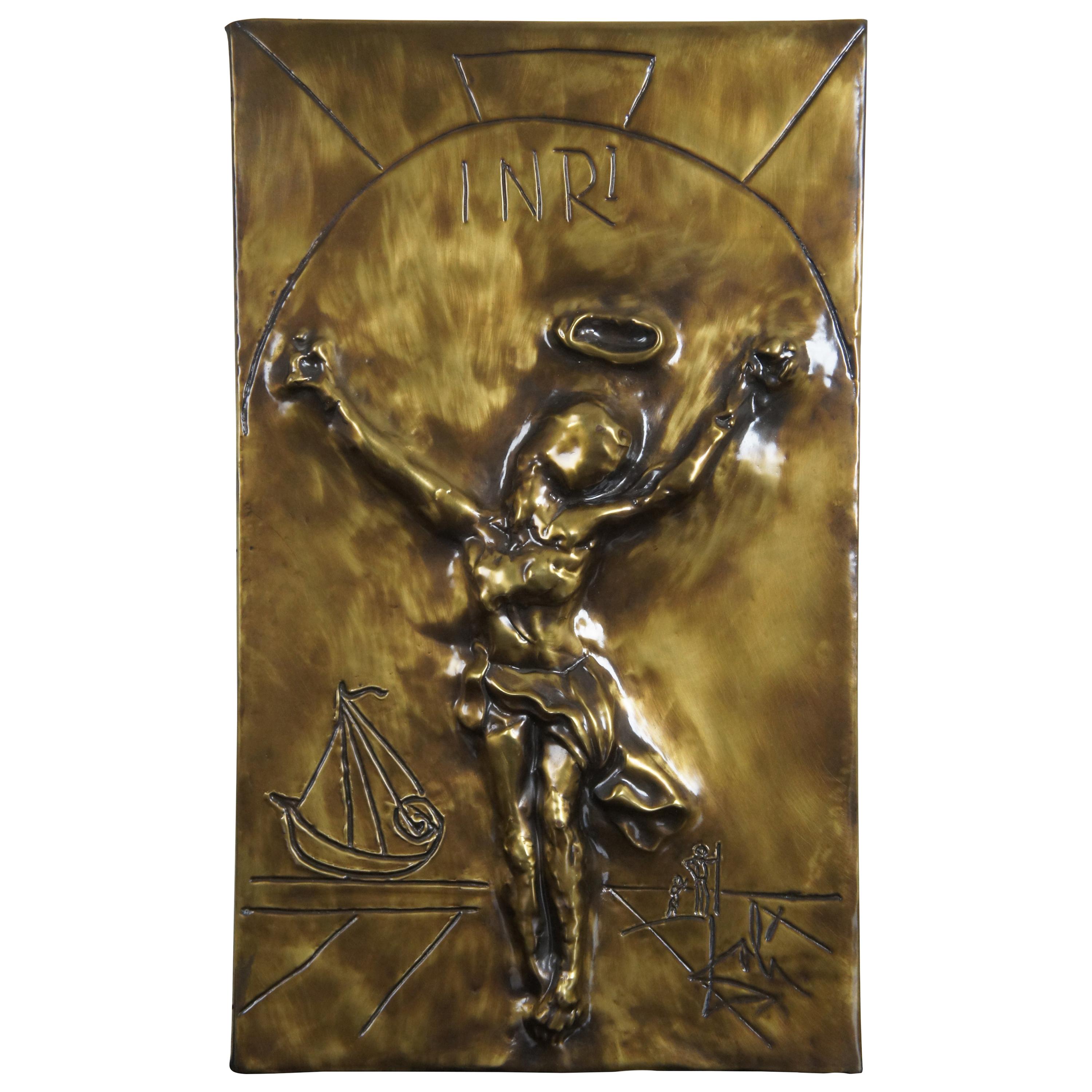 1979 Salvador Dali Christ of Saint John of the Cross Bas Relief Bronze Plaque