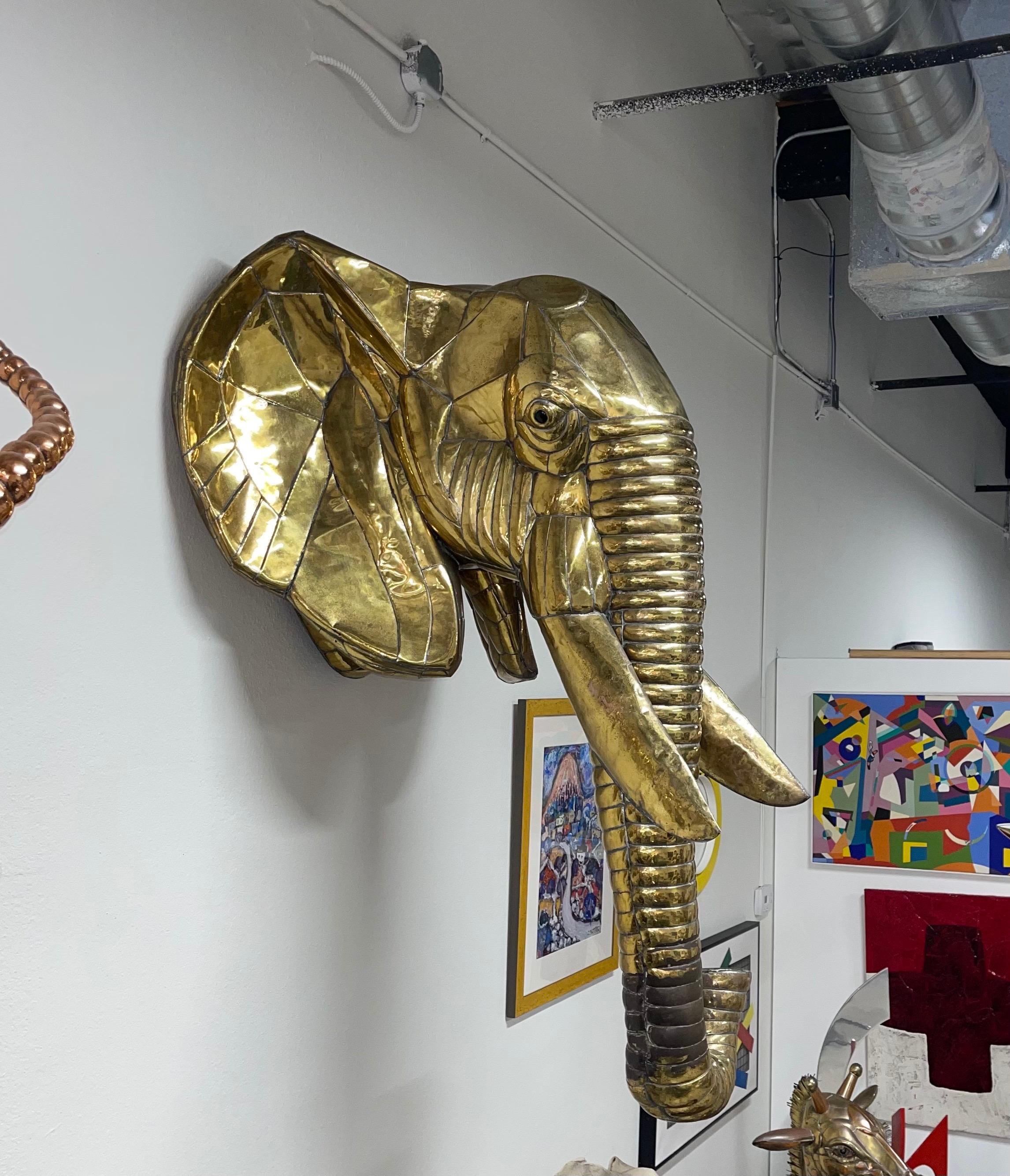 1979 Sergio Bustamante Life Size Brass Elephant Sculpture In Good Condition In Palm Springs, CA