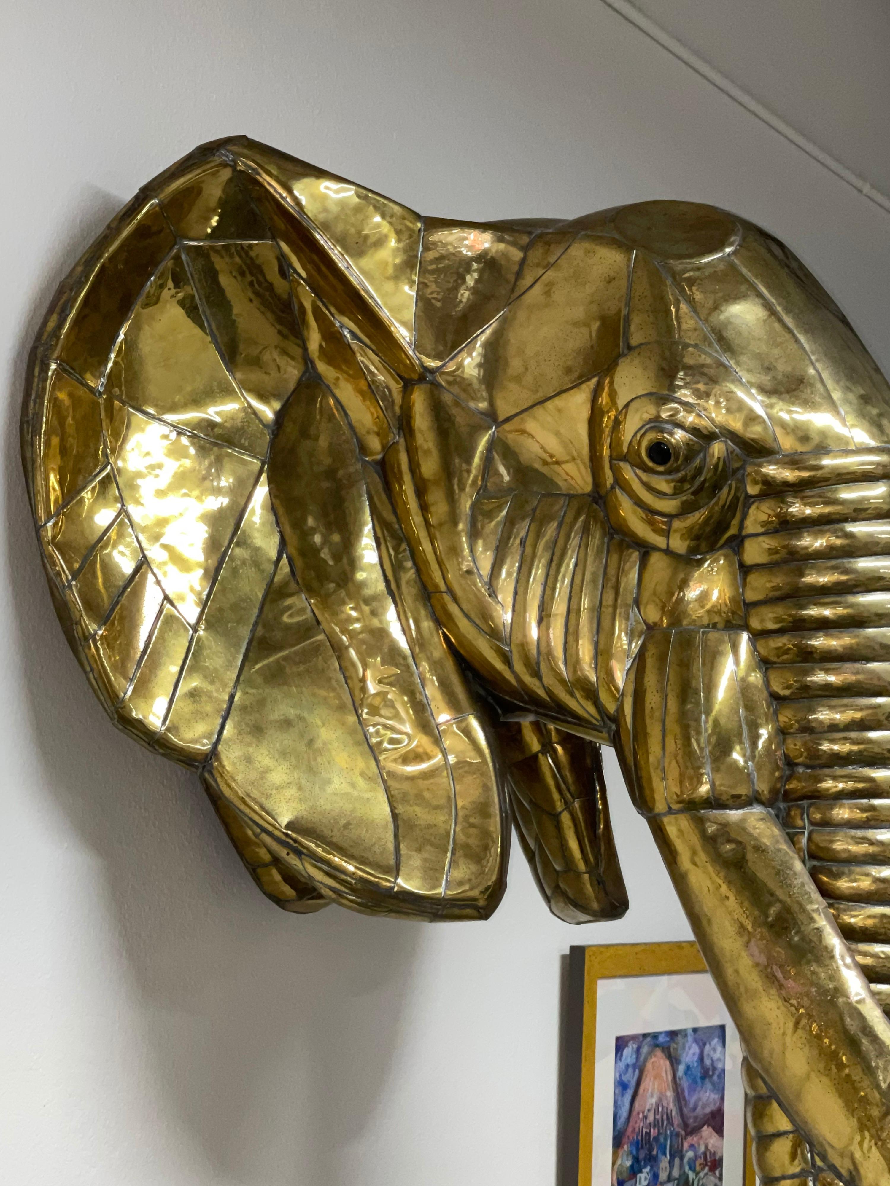Late 20th Century 1979 Sergio Bustamante Life Size Brass Elephant Sculpture