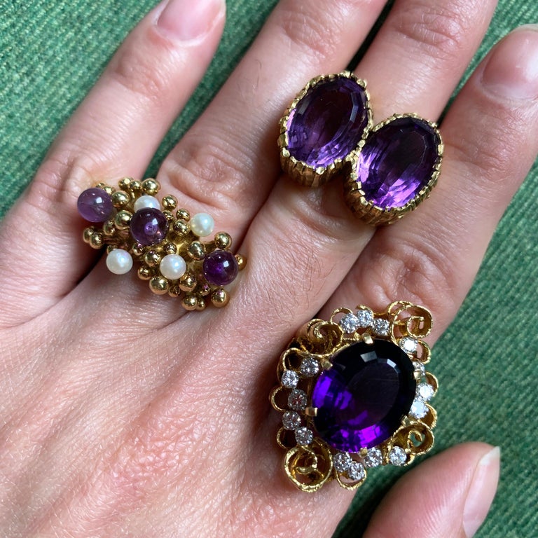 1979 Stuart Devlin Amethyst, Pearl and Gold Ring For Sale at 1stDibs ...