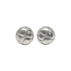 1979 Tiffany & Co Sterling Silver Woven Button Stud Earrings #24942