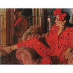 1979 Valentino Couture Red Silk Polka Dot 3pc Outfit W Bow Blouse Pants & Jacket