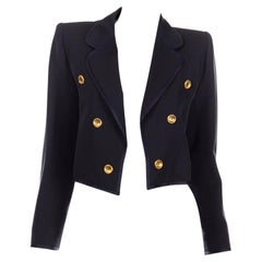 1979 Vintage Yves Saint Laurent Documented  Open Front Cropped Blazer Jacket 