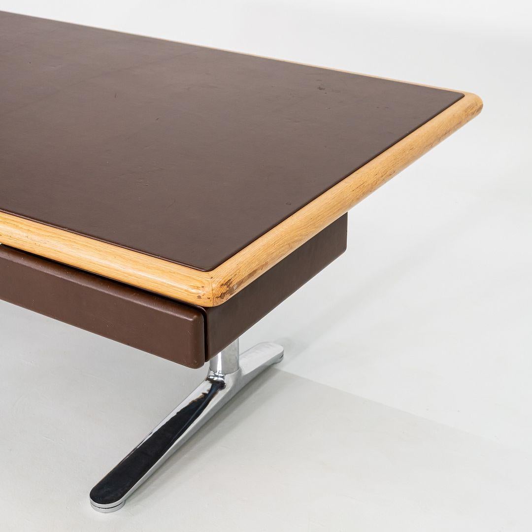 1979 Warren Platner for Knoll Executive Desk in Leather, Oak, and Chromed Steel in vendita 1
