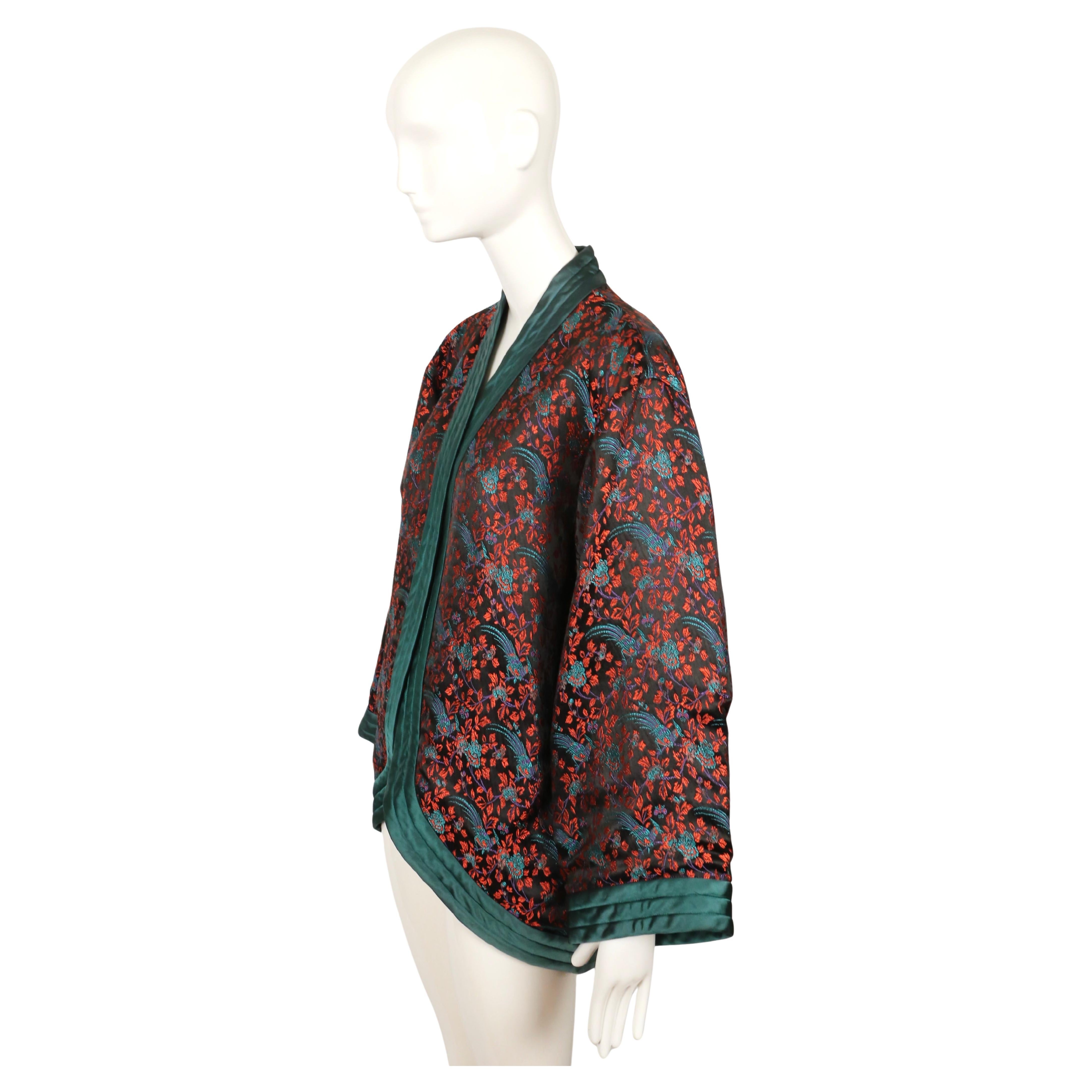 1979 YVES SAINT LAURENT black satin kimono jacket with Asian pheasant embroidery 3