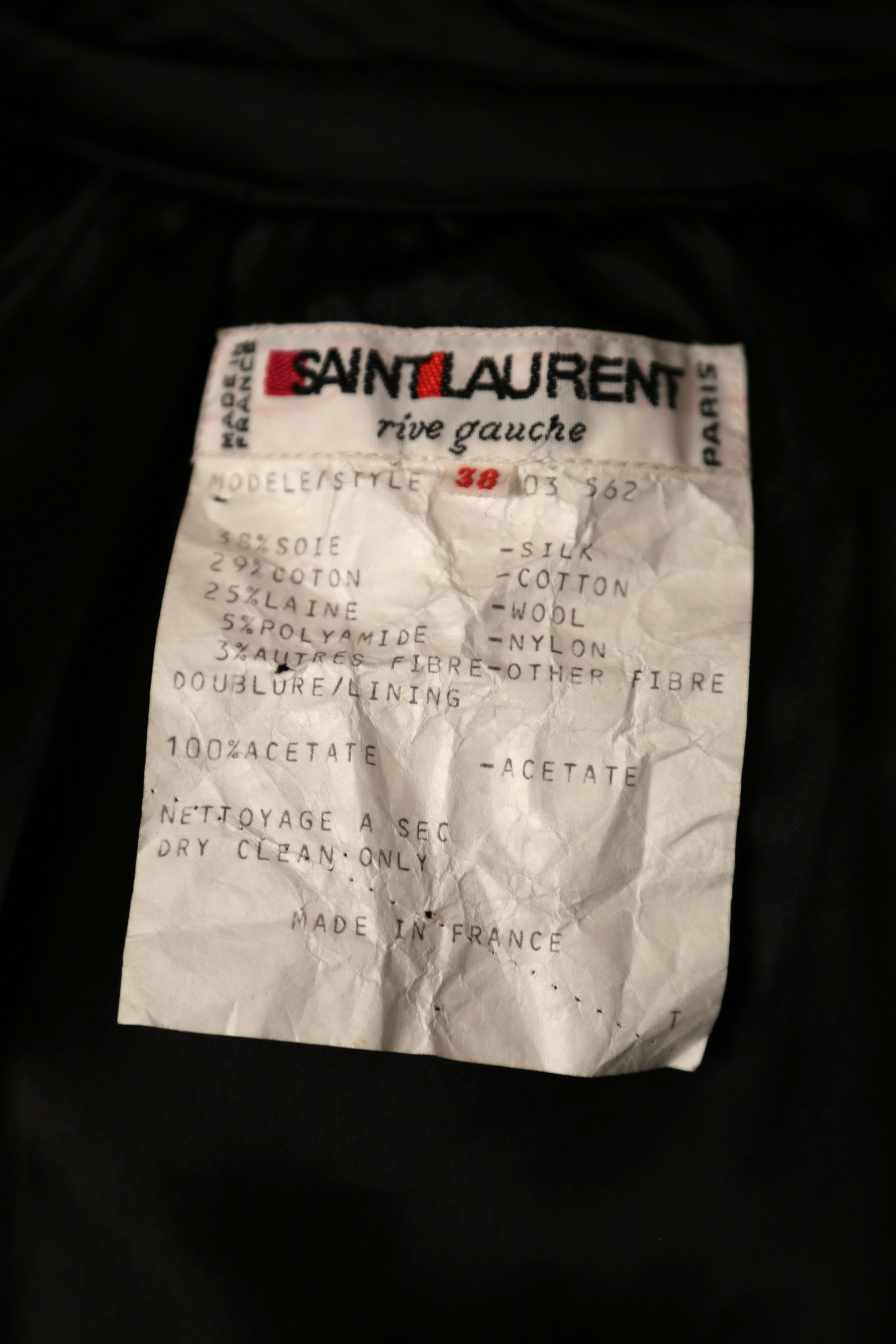 1979 YVES SAINT LAURENT black satin kimono jacket with gold seashell embroidery 4