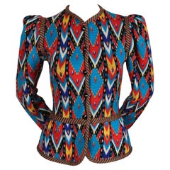 1979 YVES SAINT LAURENT bright Ikat cardigan sweater