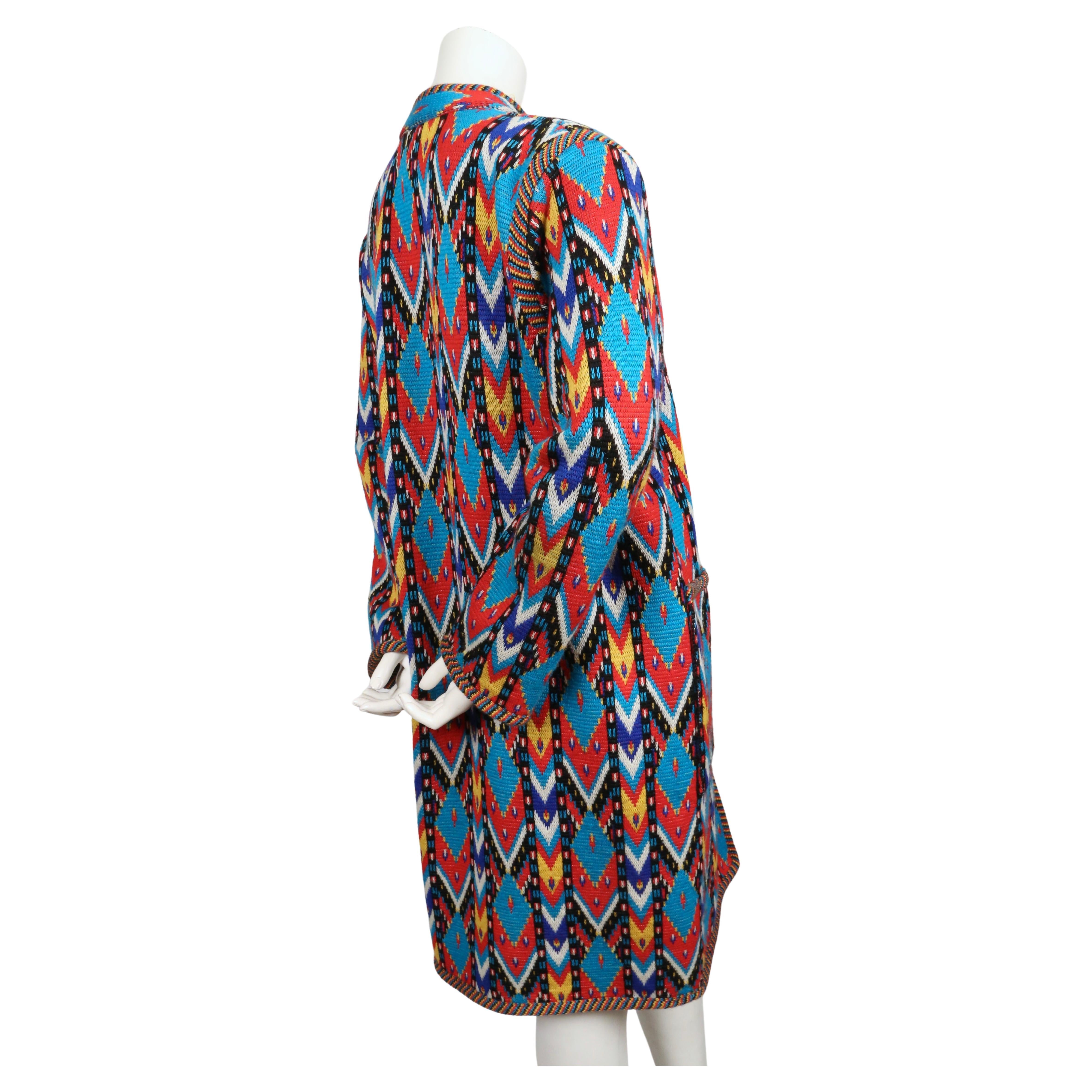 1980 YVES SAINT LAURENT bright Ikat sweater coat In Good Condition For Sale In San Fransisco, CA