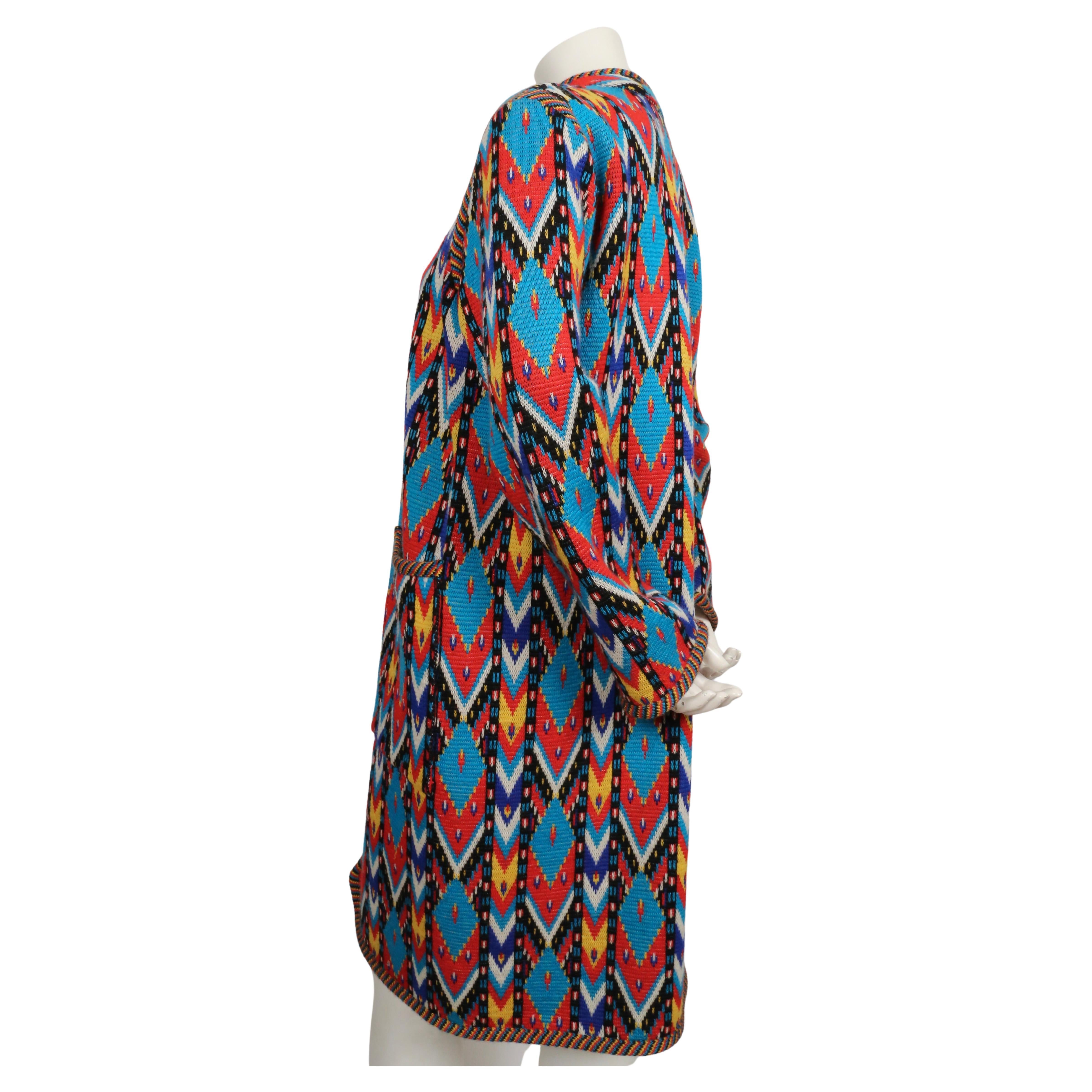 Women's or Men's 1980 YVES SAINT LAURENT bright Ikat sweater coat For Sale