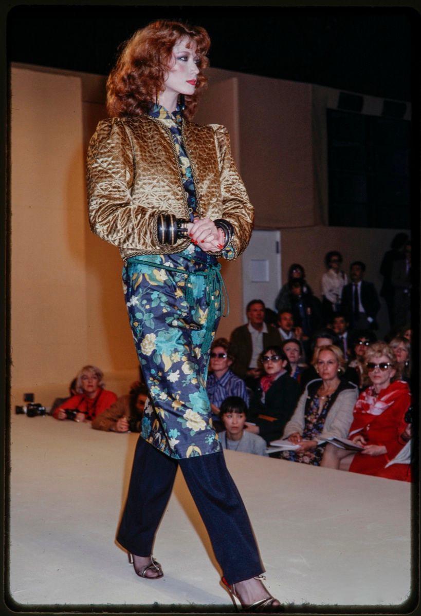 Women's or Men's 1979 YVES SAINT LAURENT copper silk matelasse quilted runway jacket