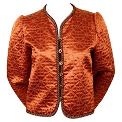 1979 YVES SAINT LAURENT copper silk matelasse quilted runway jacket