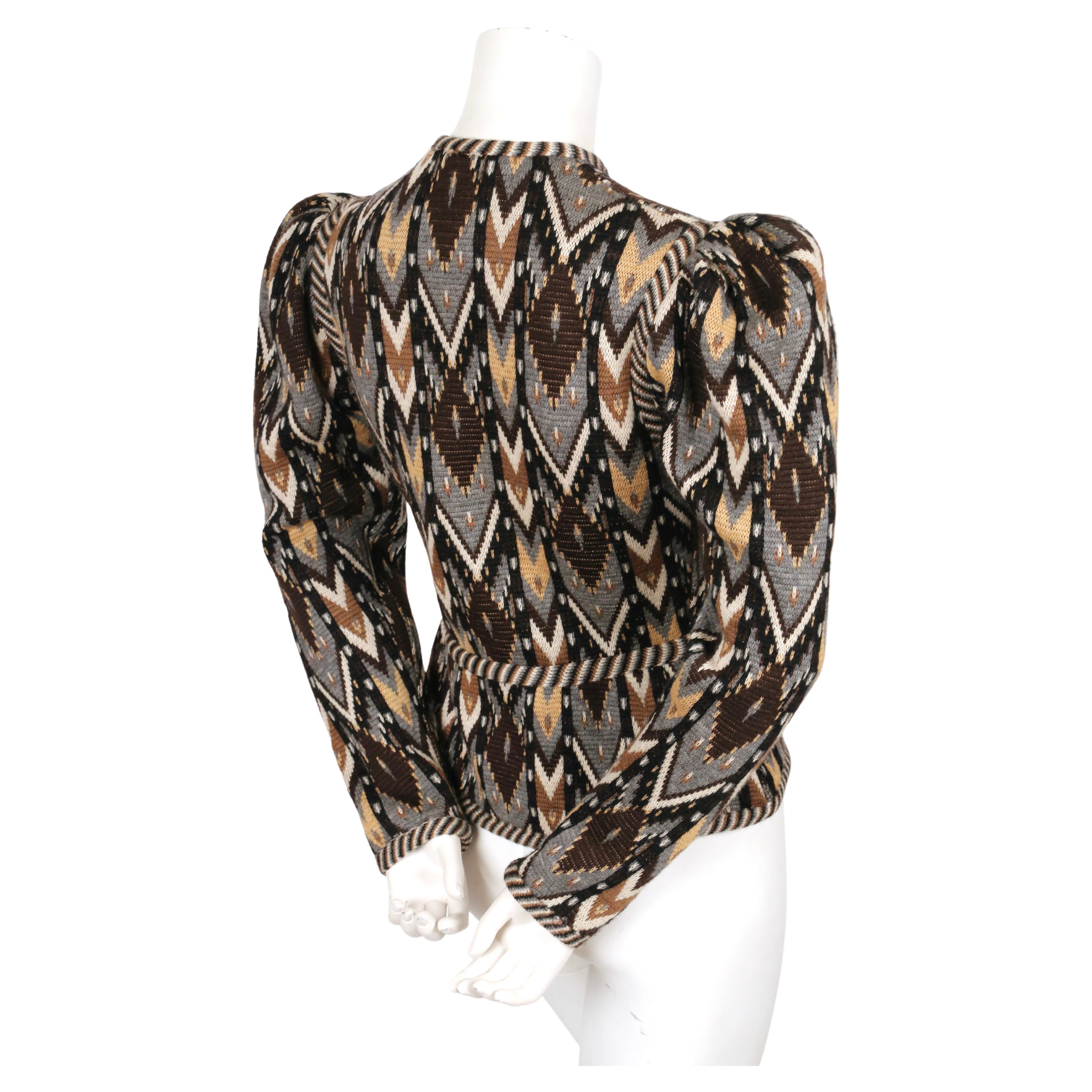 1980 YVES SAINT LAURENT Ikat cardigan sweater In Good Condition For Sale In San Fransisco, CA