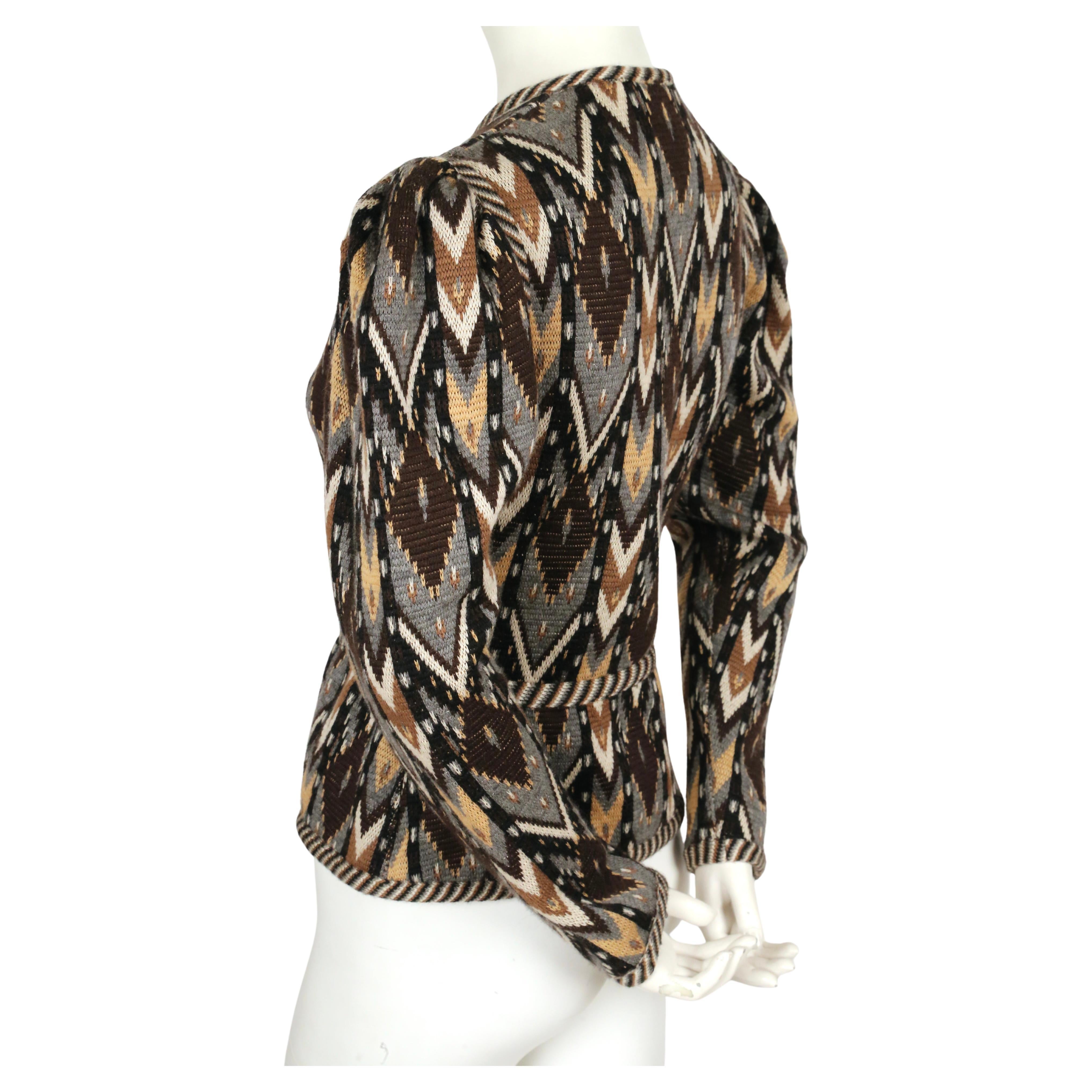 Women's or Men's 1980 YVES SAINT LAURENT Ikat cardigan sweater For Sale