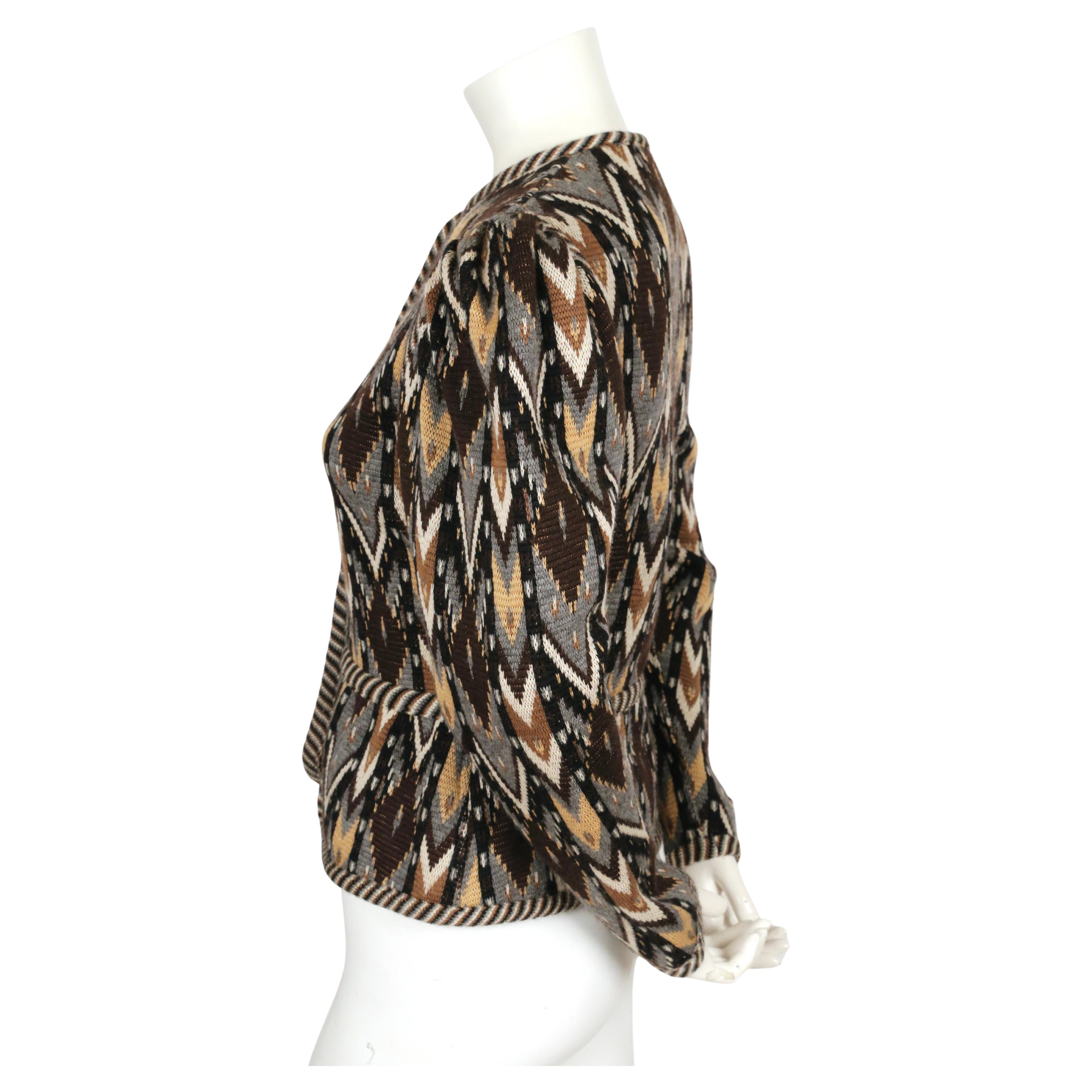1980 YVES SAINT LAURENT Ikat cardigan sweater For Sale 1