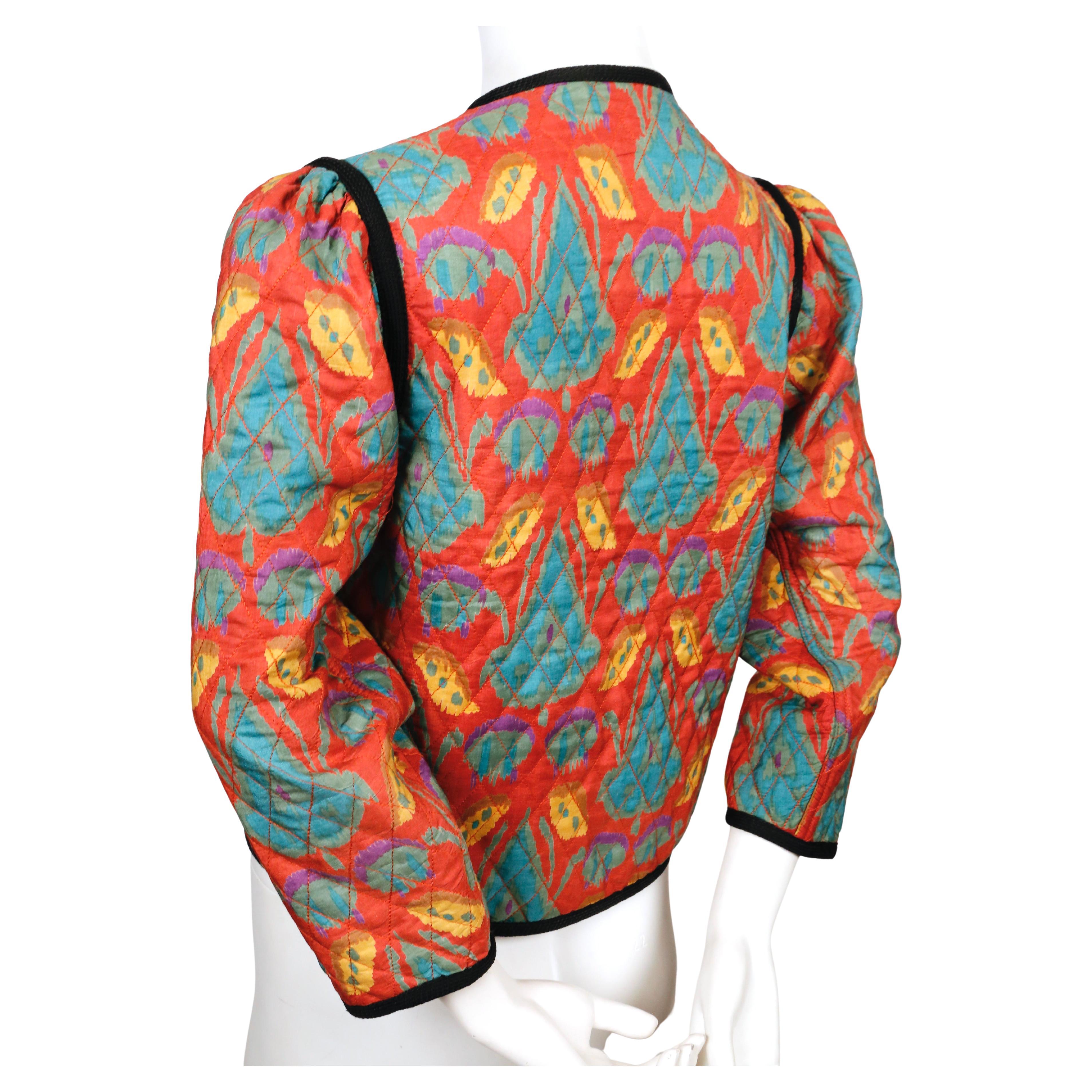 Pink 1979 YVES SAINT LAURENT silk IKAT quilted RUNWAY jacket